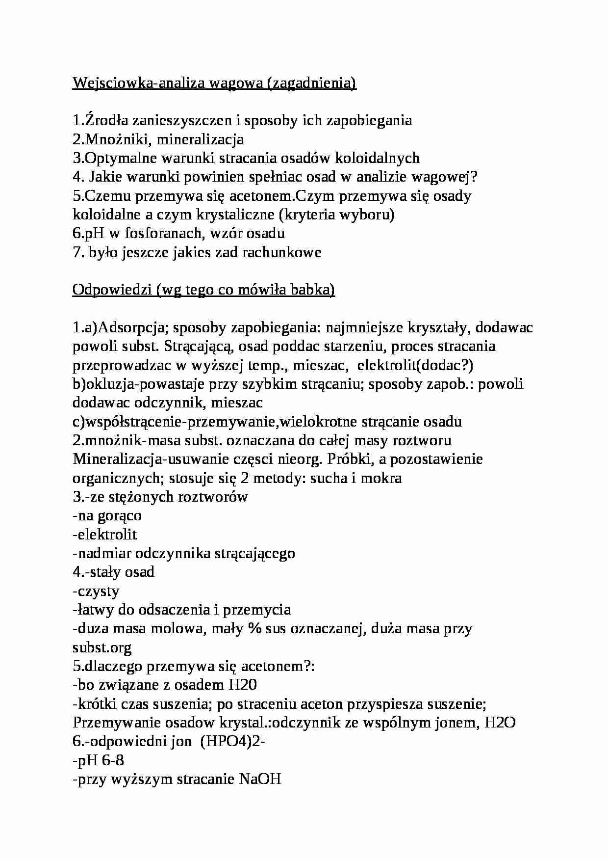 Analiza wagowa-zagadnienia - strona 1