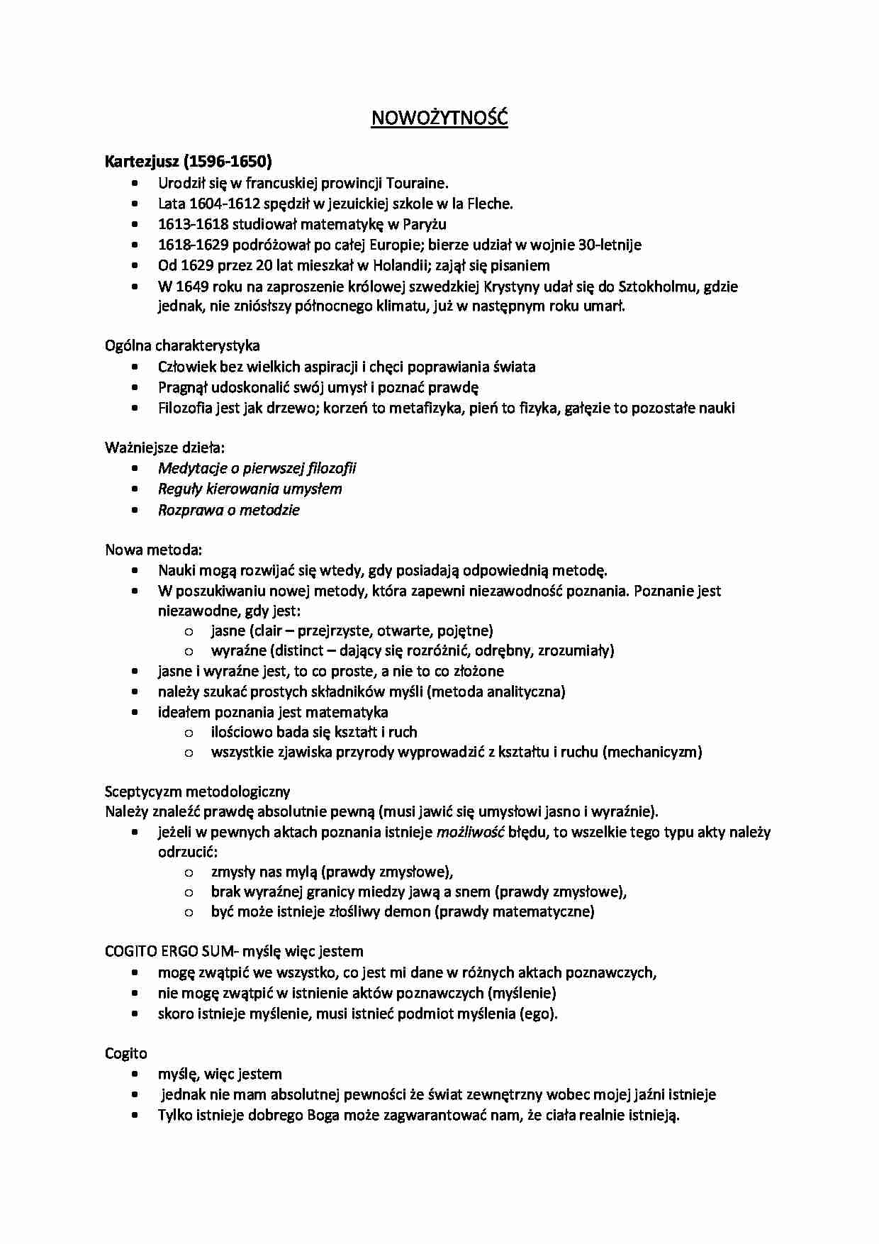 Filozofia nowożytna-opracowanie - strona 1