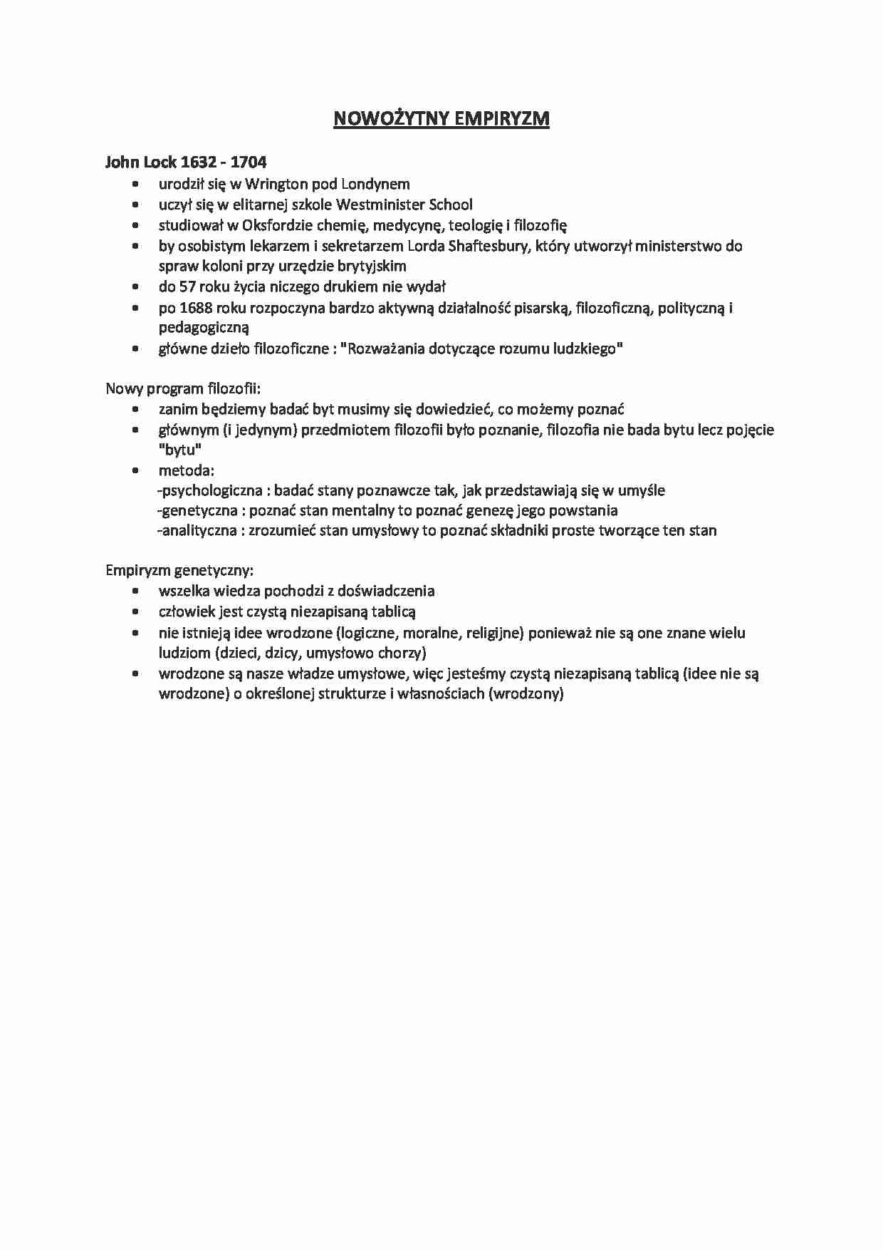 Nowożytny empiryzm-opracowanie - strona 1