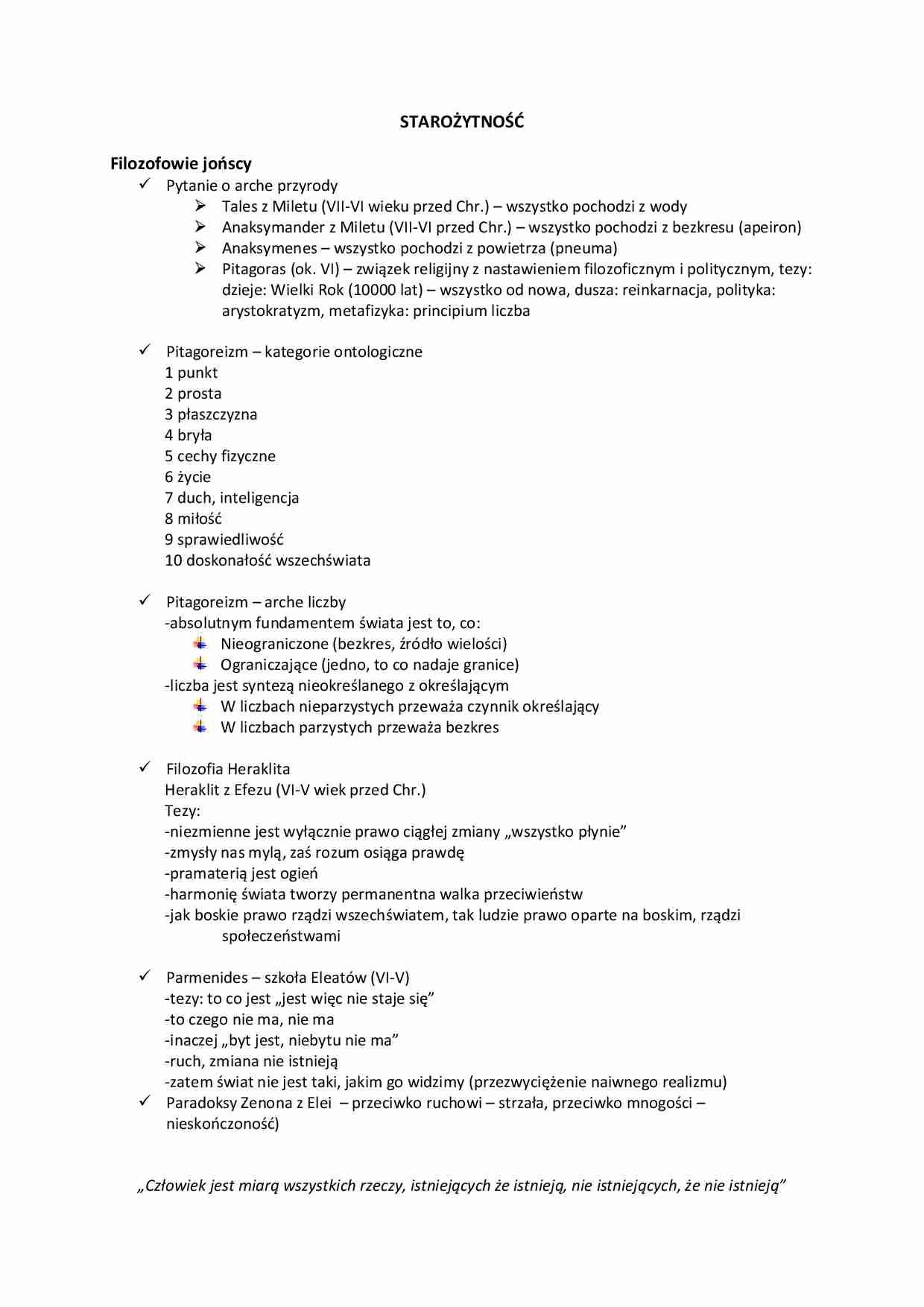 Filozofia starożytna-opracowanie - strona 1