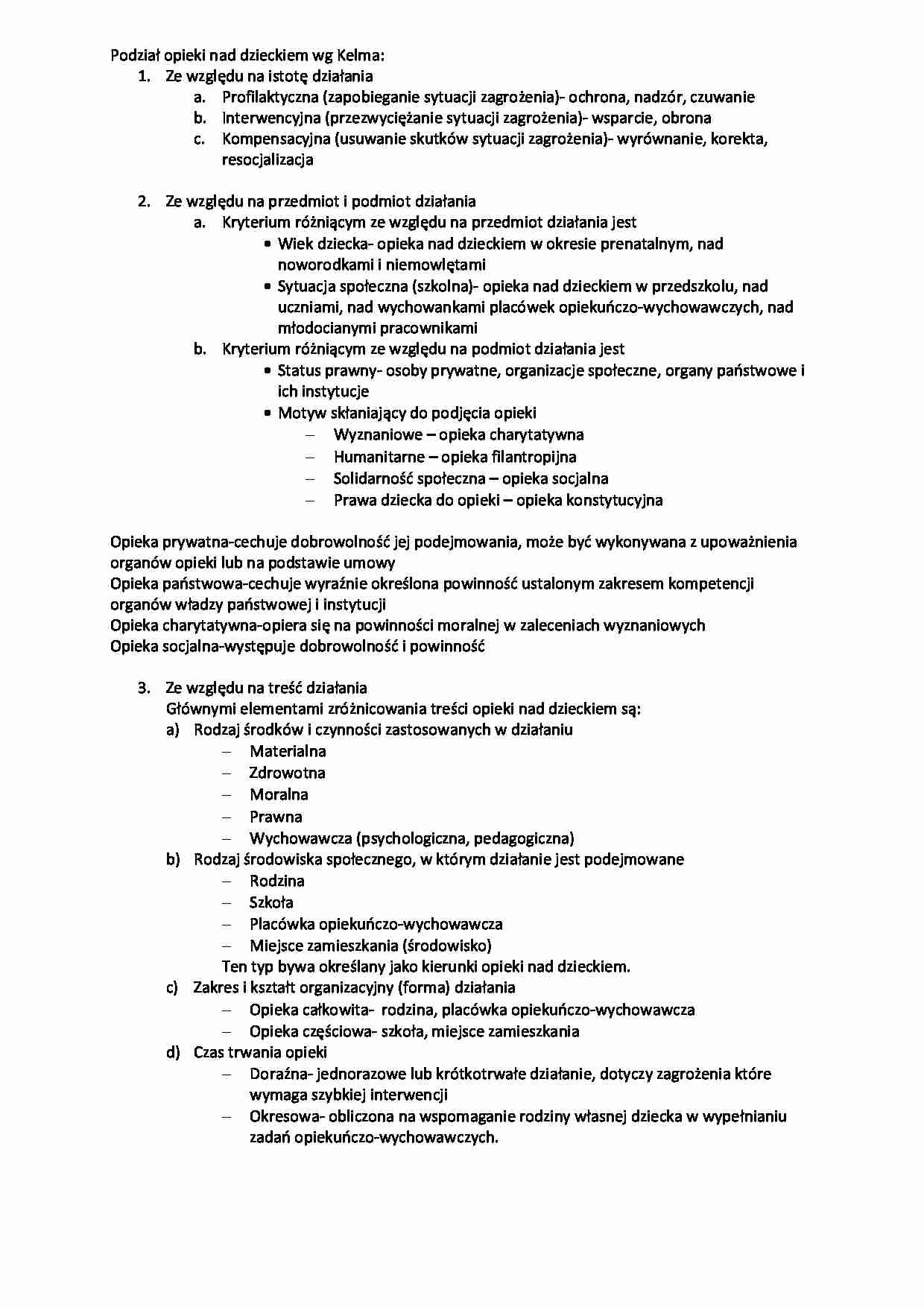 Podział opieki nad dzieckiem wg Kelma-opracowanie - strona 1