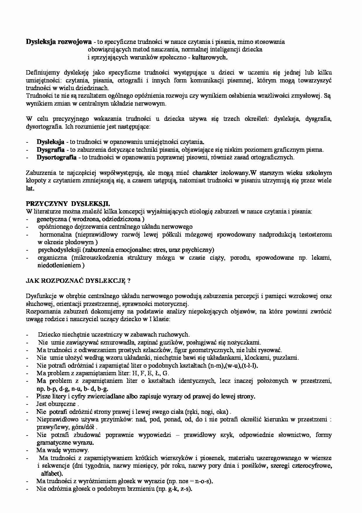Dysleksja-opracowanie - strona 1