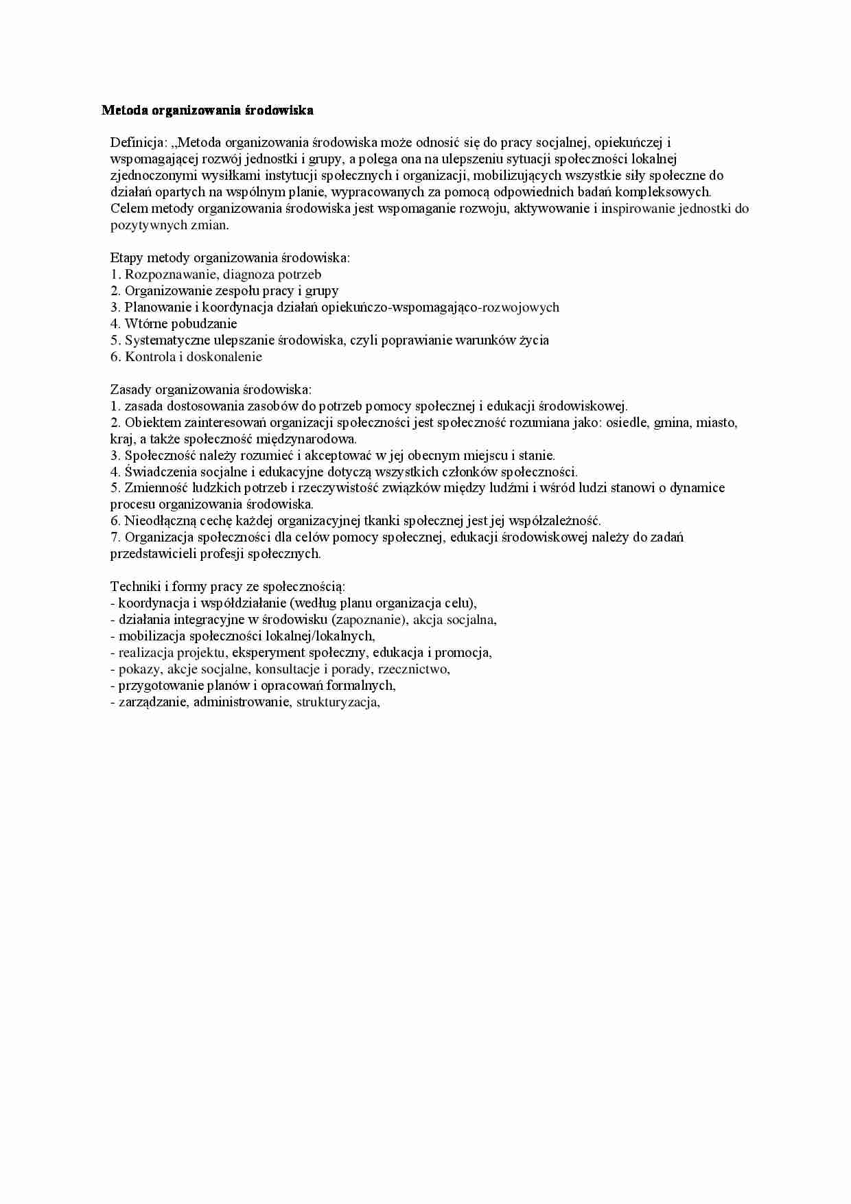  Metoda organizowania środowiska-opracowanie - strona 1
