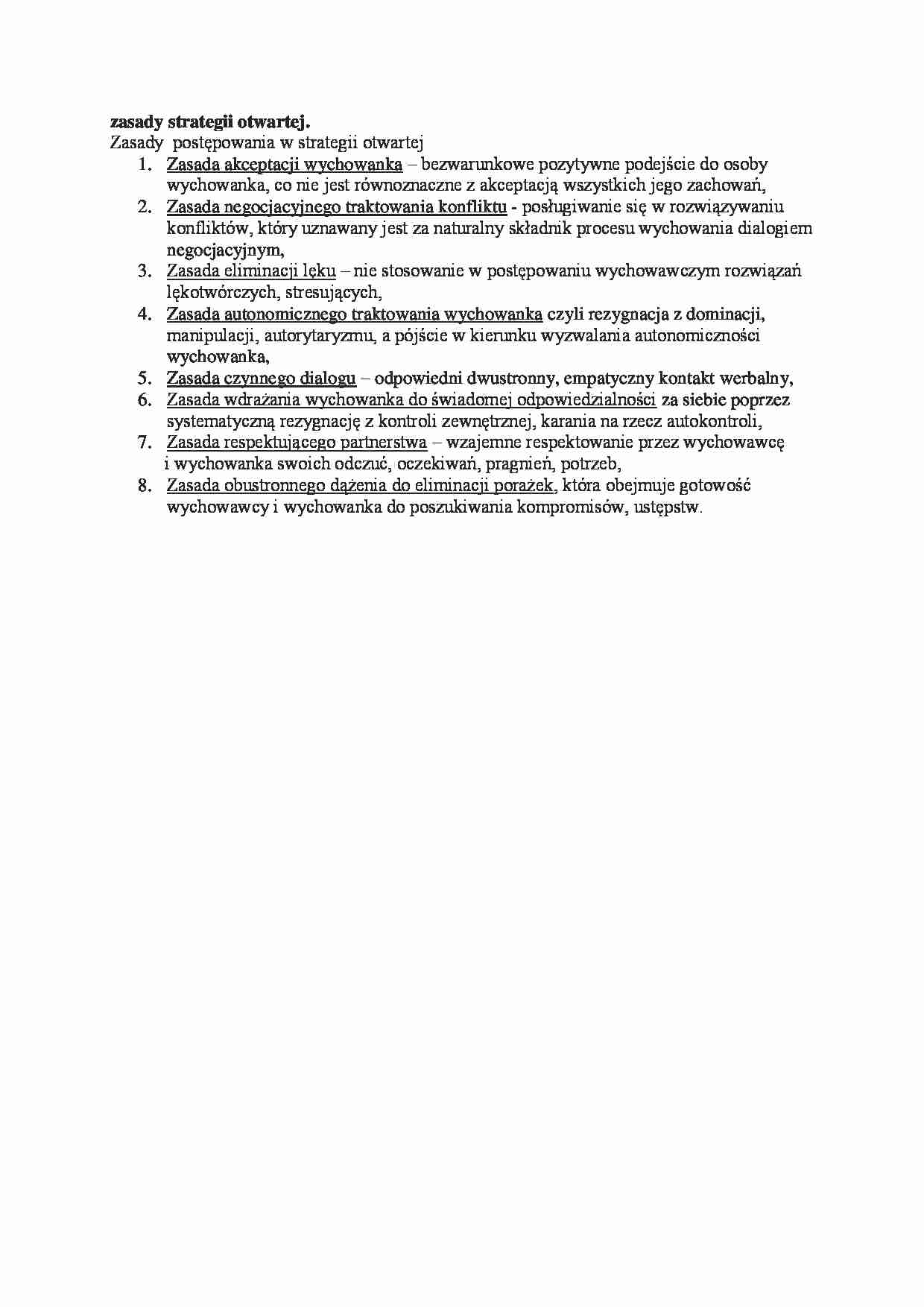 Zasady strategii otwartej - wykład  - strona 1