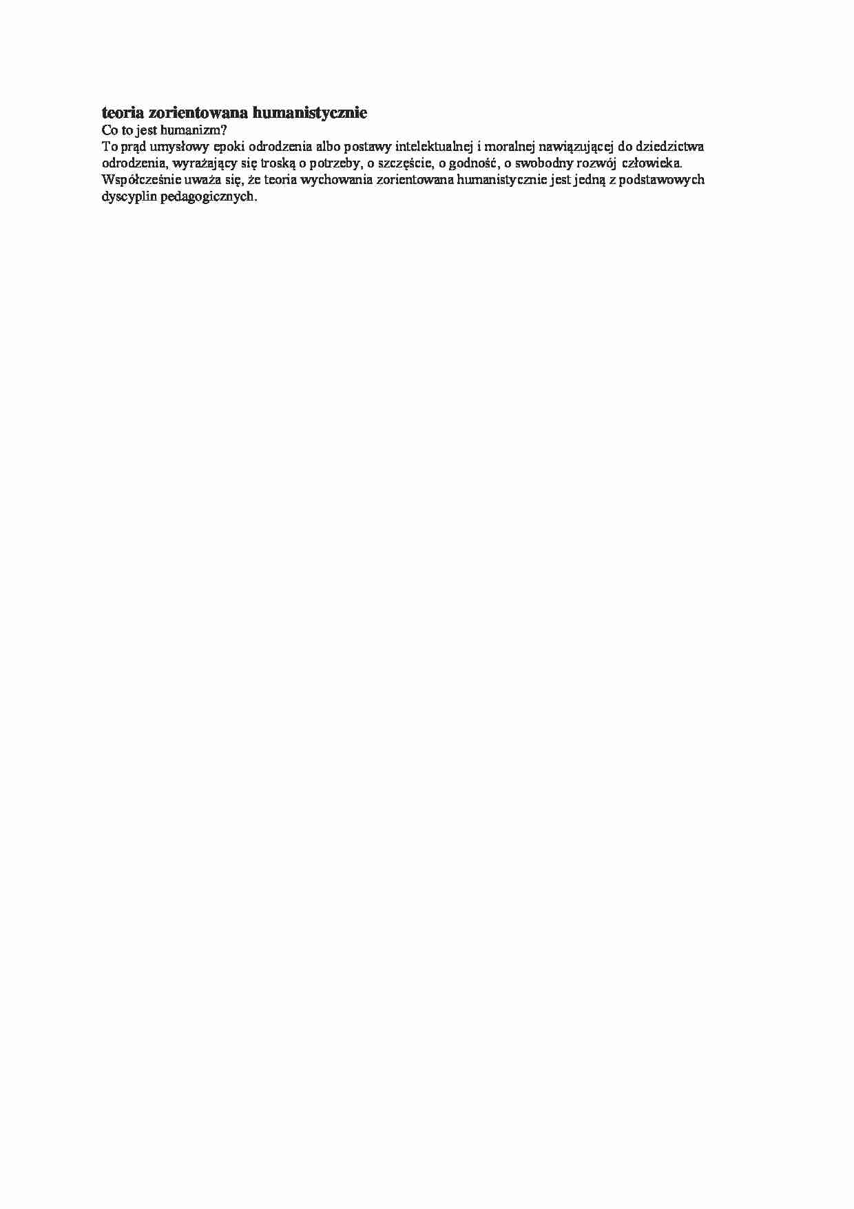 Teoria zorientowana humanistycznie - wykład - strona 1