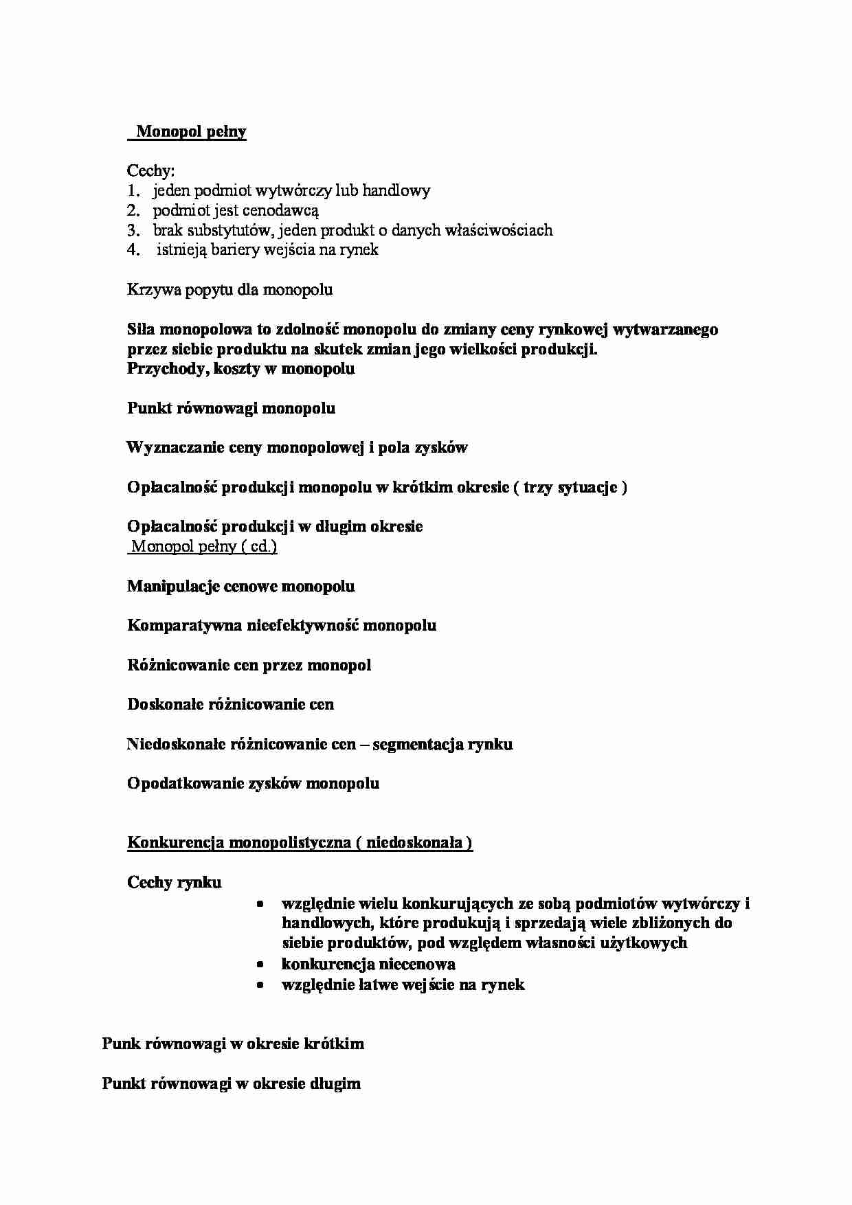 Monopol, ologopol-opracowanie - strona 1