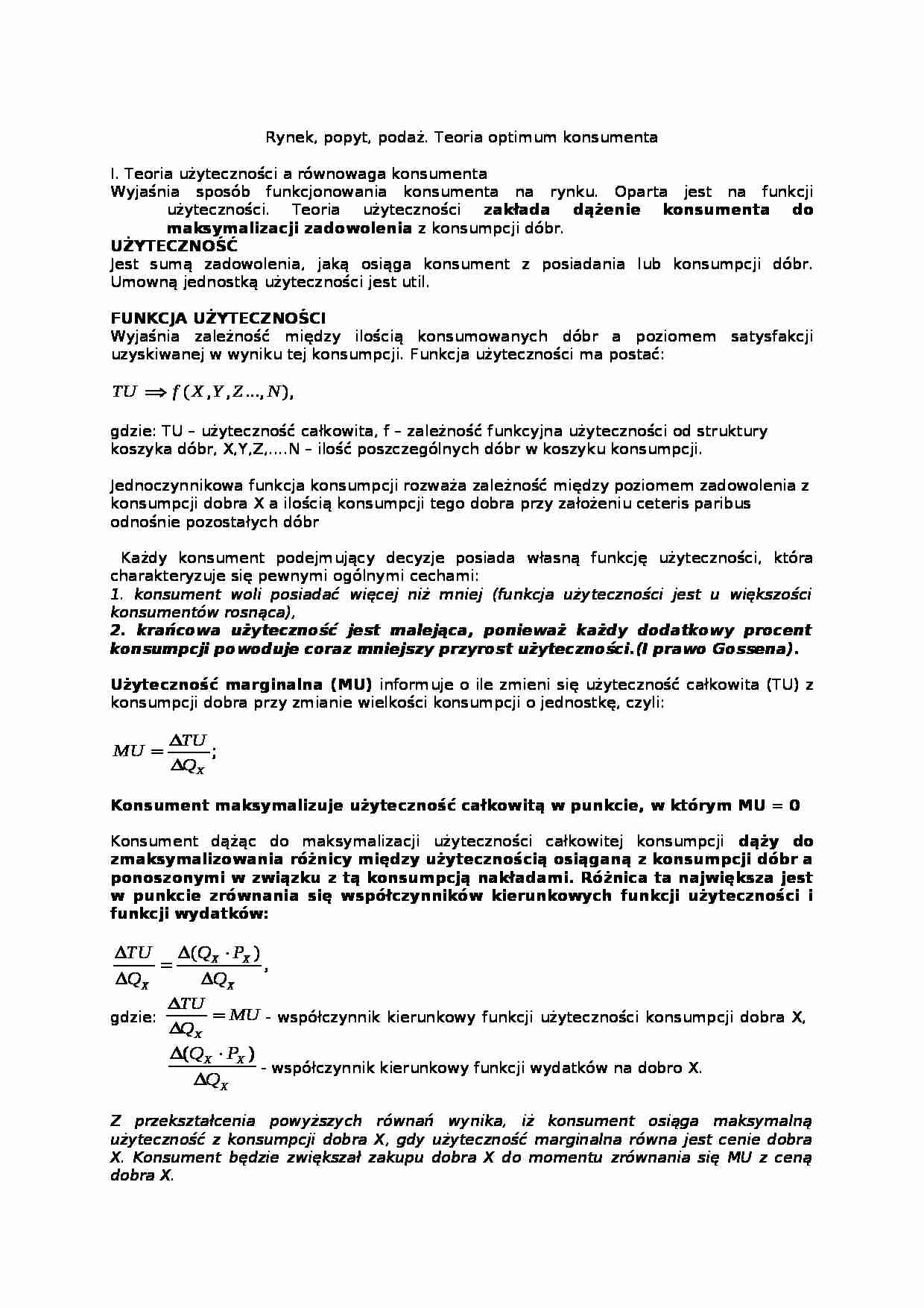 Optimum konsumenta-opracowanie - strona 1