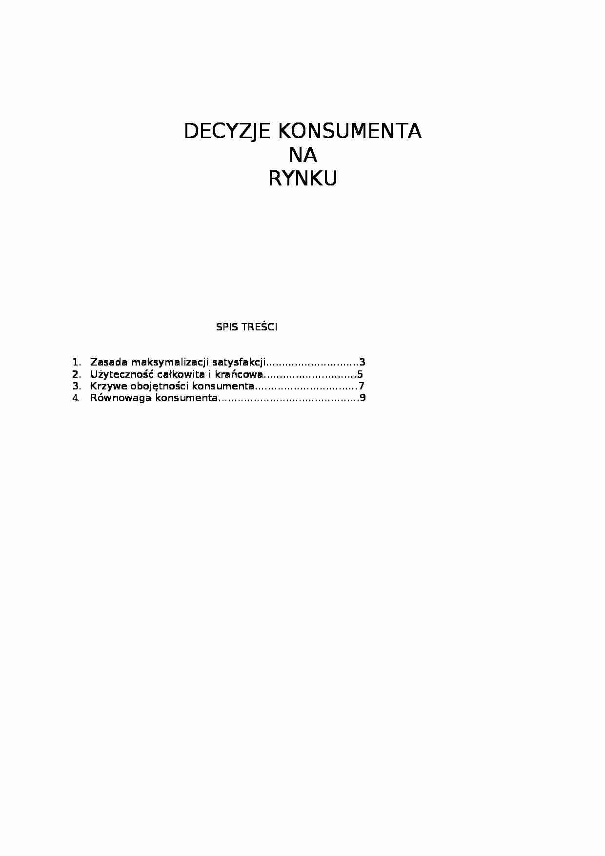 Decyzje konsumenta na rynku-opracowanie - strona 1