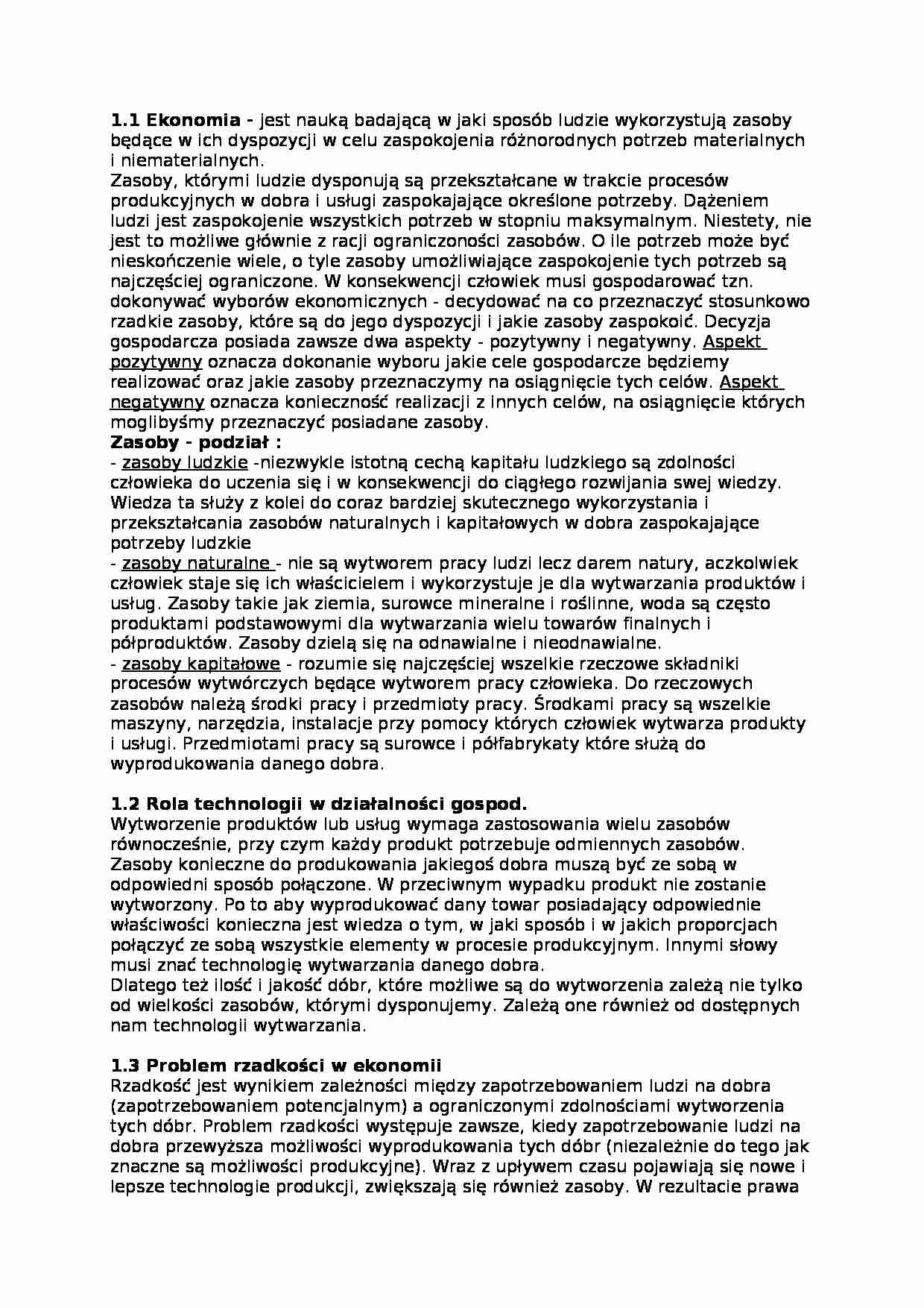 Esencja mikroekonomii-opracowanie - strona 1