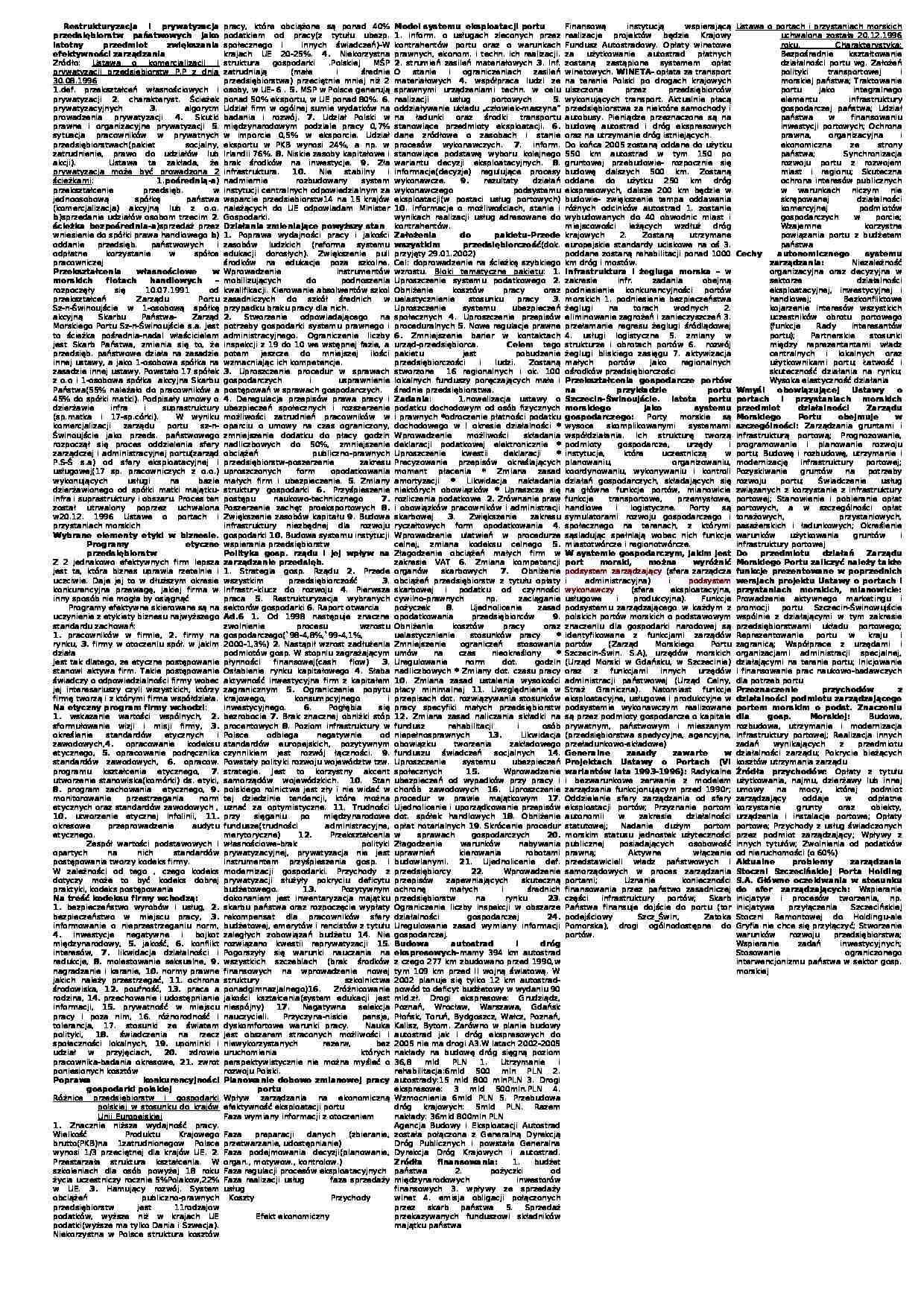 Restrukturyzacja i prywatyzacja przedsiębiorstw państwowych-opracowanie - strona 1