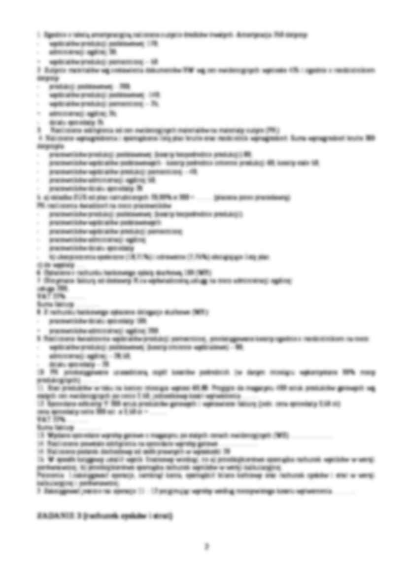 Rozliczenia kosztów - zadania - strona 2