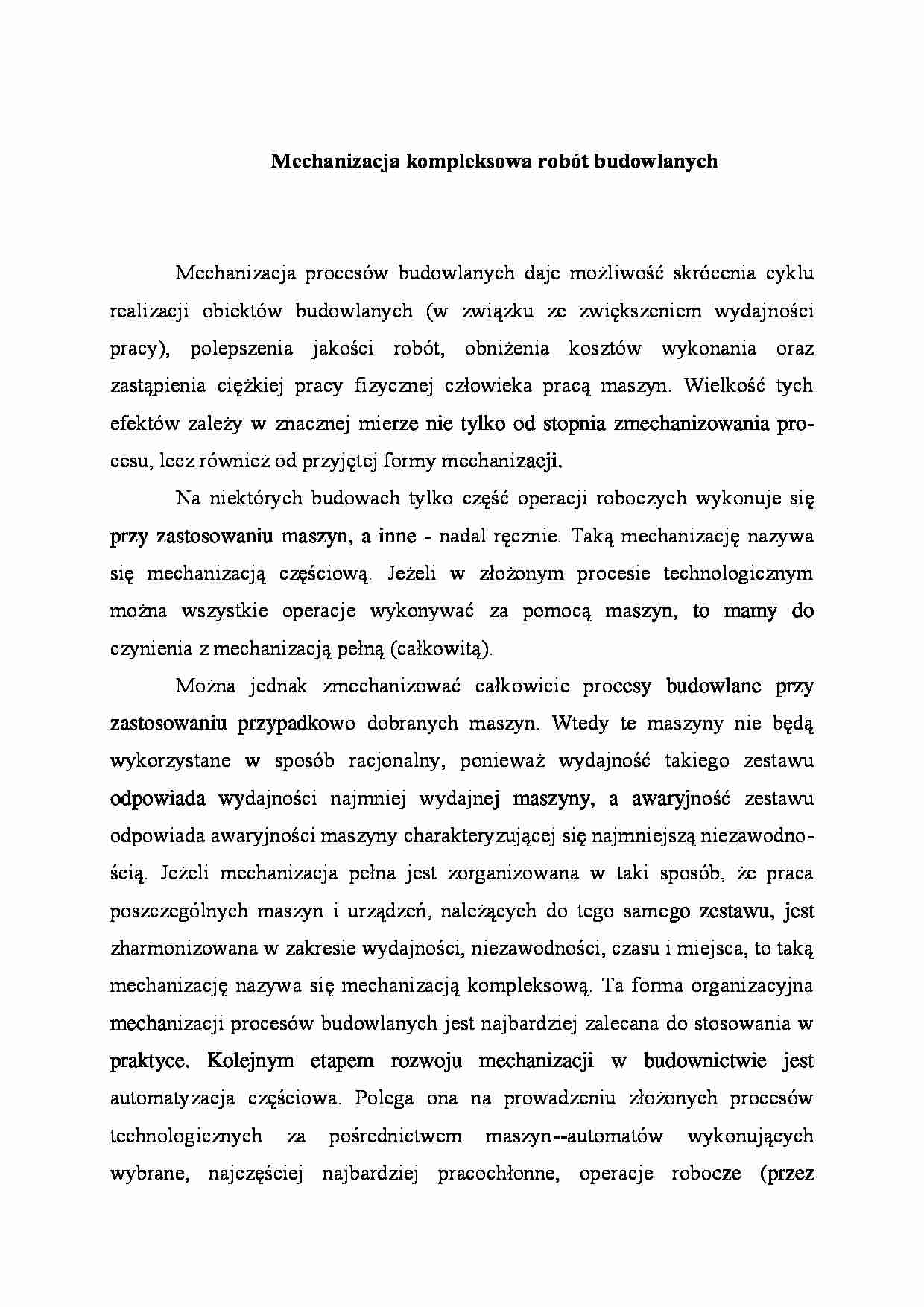 Mechanizacja kompleksowa robót budowlanych - strona 1