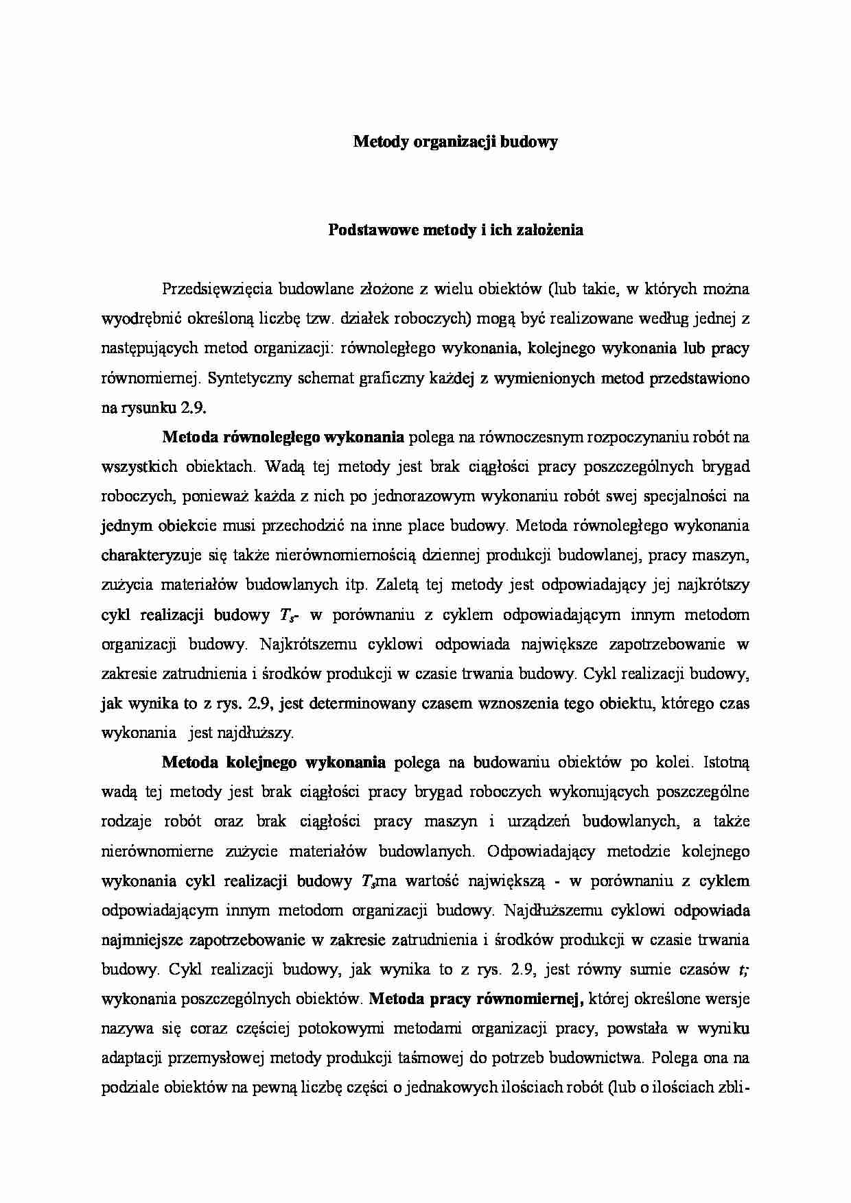 Metody organizacji budowy - strona 1