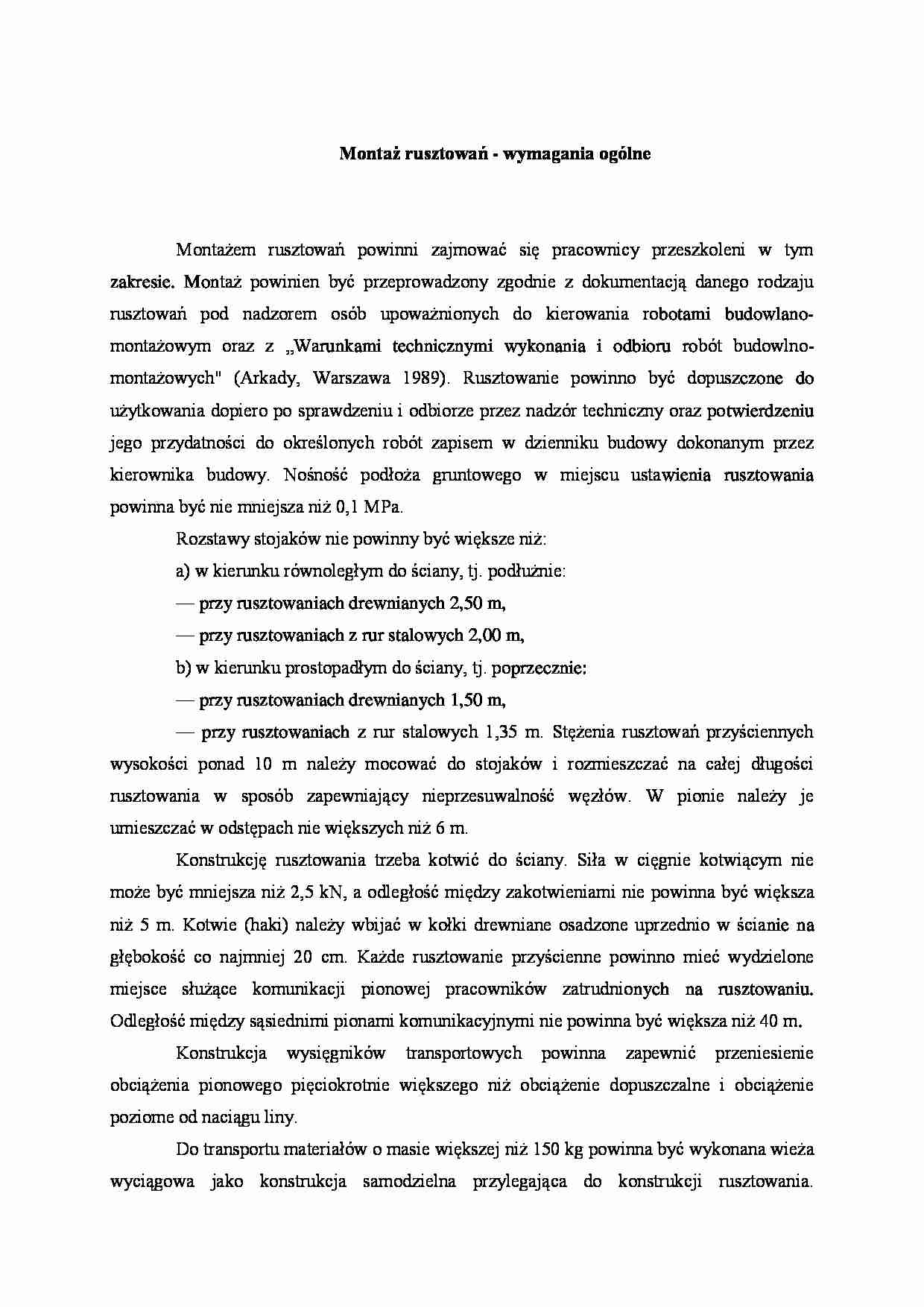Montaż rusztowań - wymagania ogólne - strona 1
