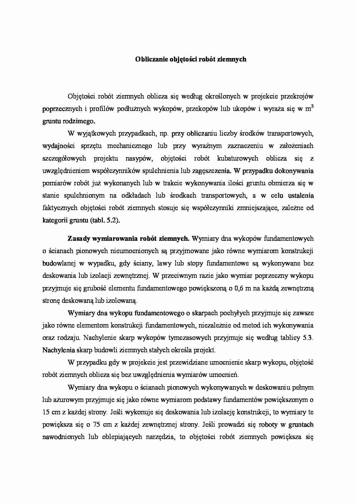 Obliczanie objętości robót ziemnych - strona 1