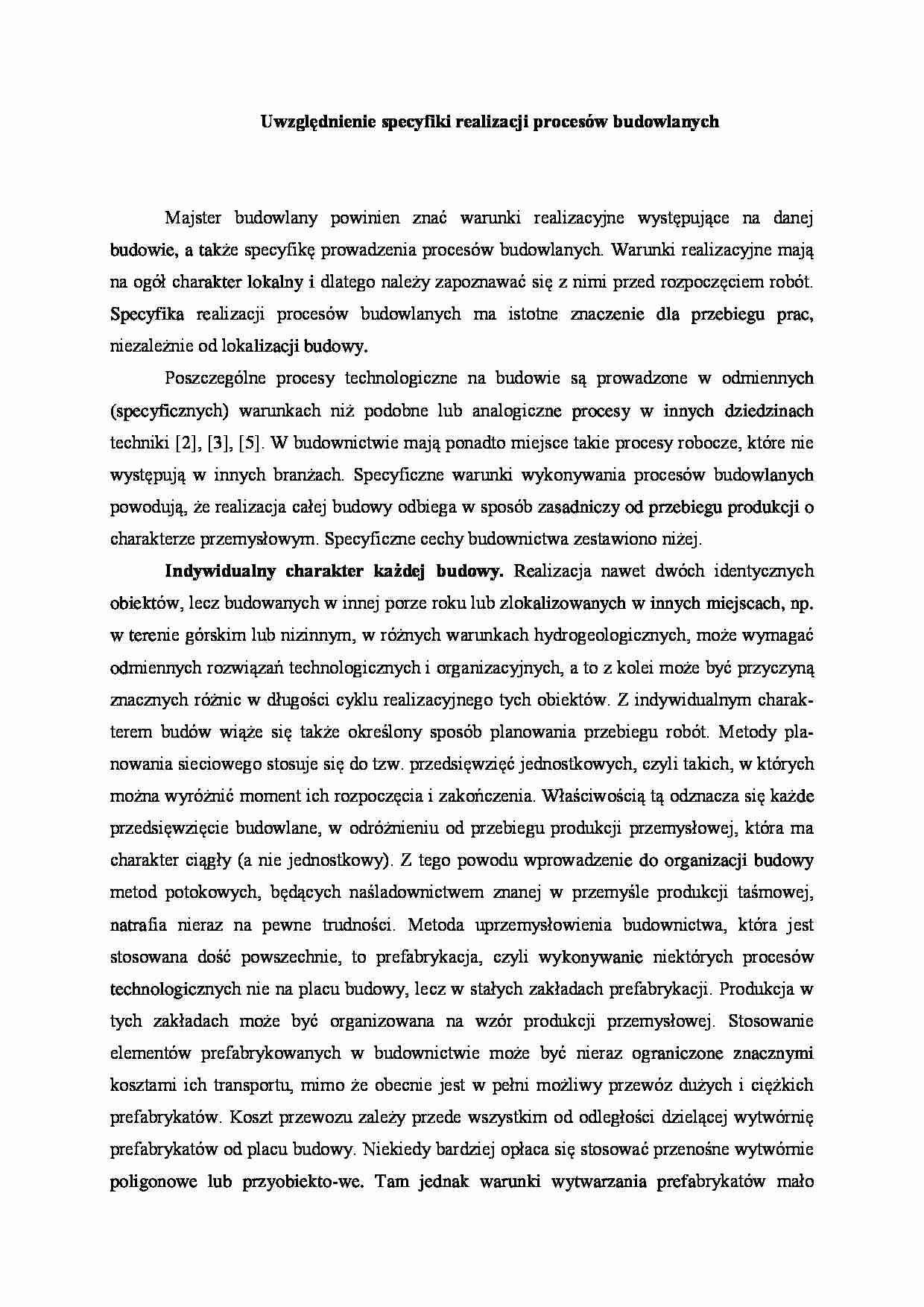 Uwzględnienie specyfiki realizacji procesów budowlanych - strona 1