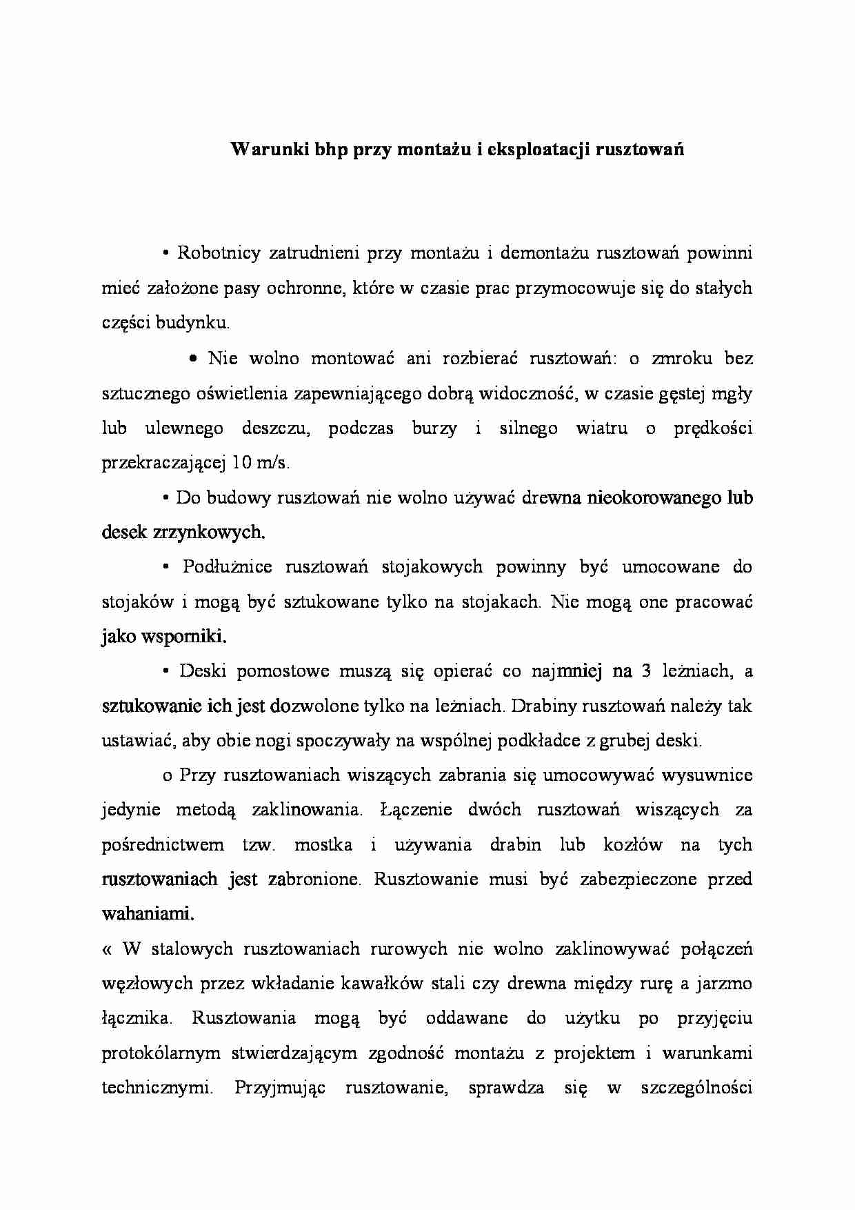 Warunki bhp przy montażu i eksploatacji rusztowań - strona 1