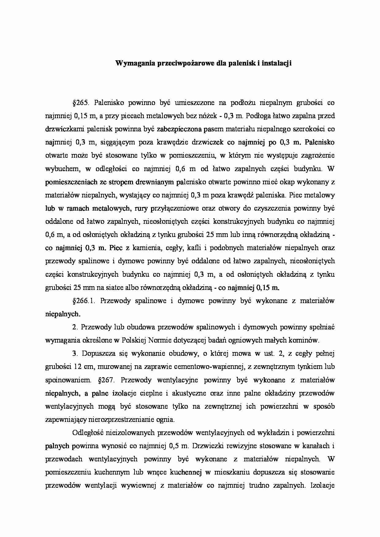 Wymagania przeciwpożarowe dla palenisk i instalacji - strona 1