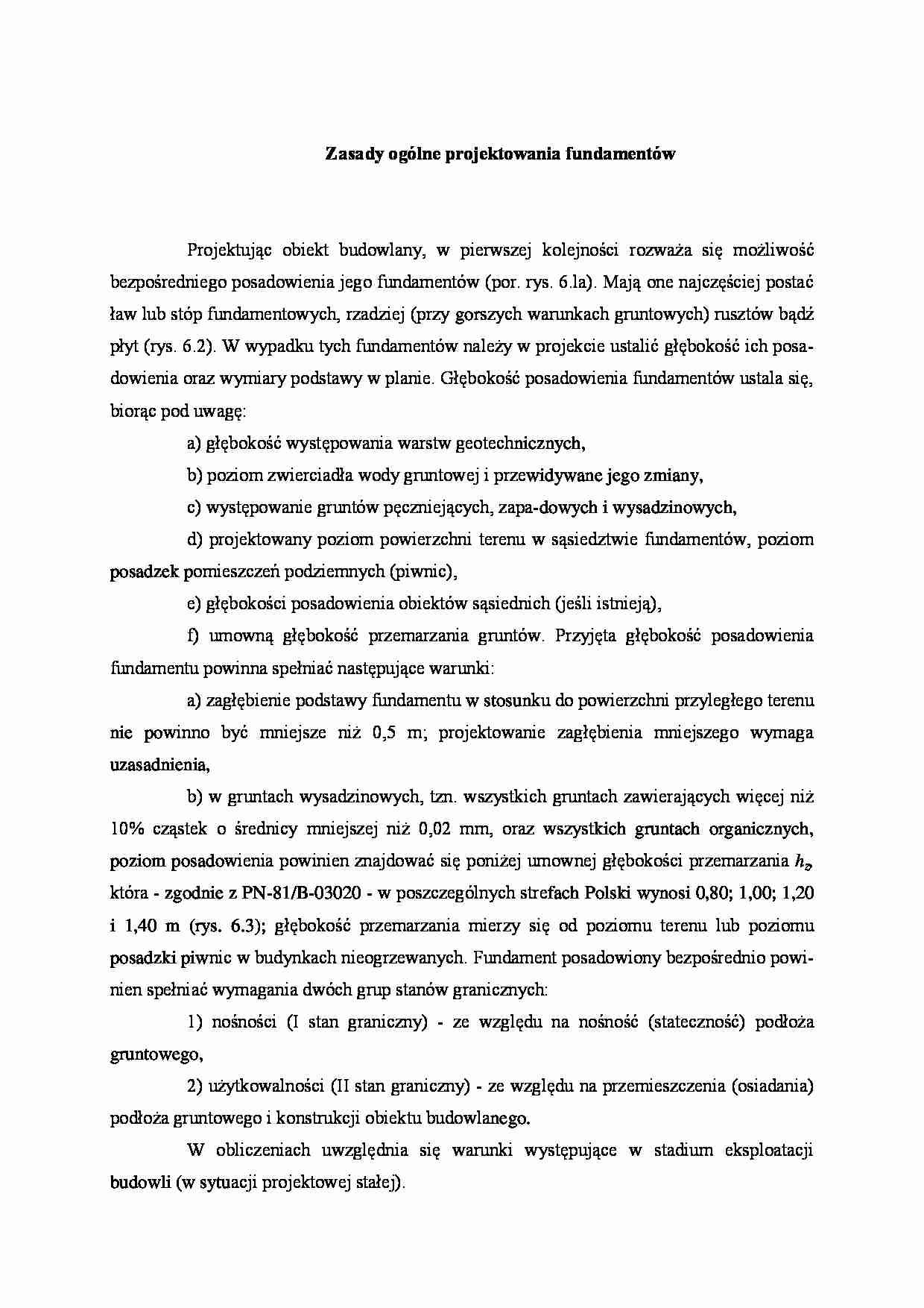Zasady ogólne projektowania fundamentów - strona 1