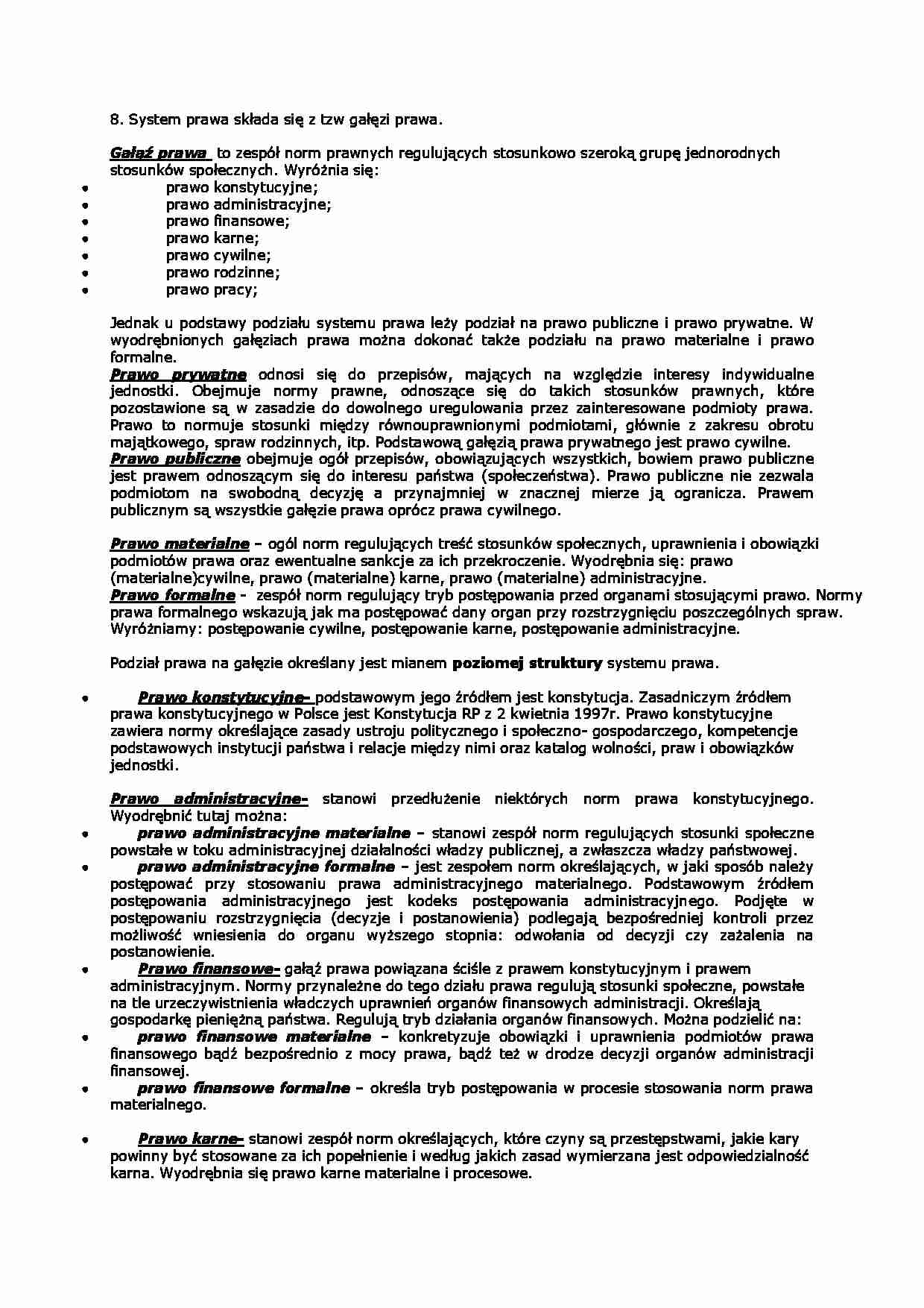 Gałęzie prawa-opracowanie - Prawo prywatne - strona 1