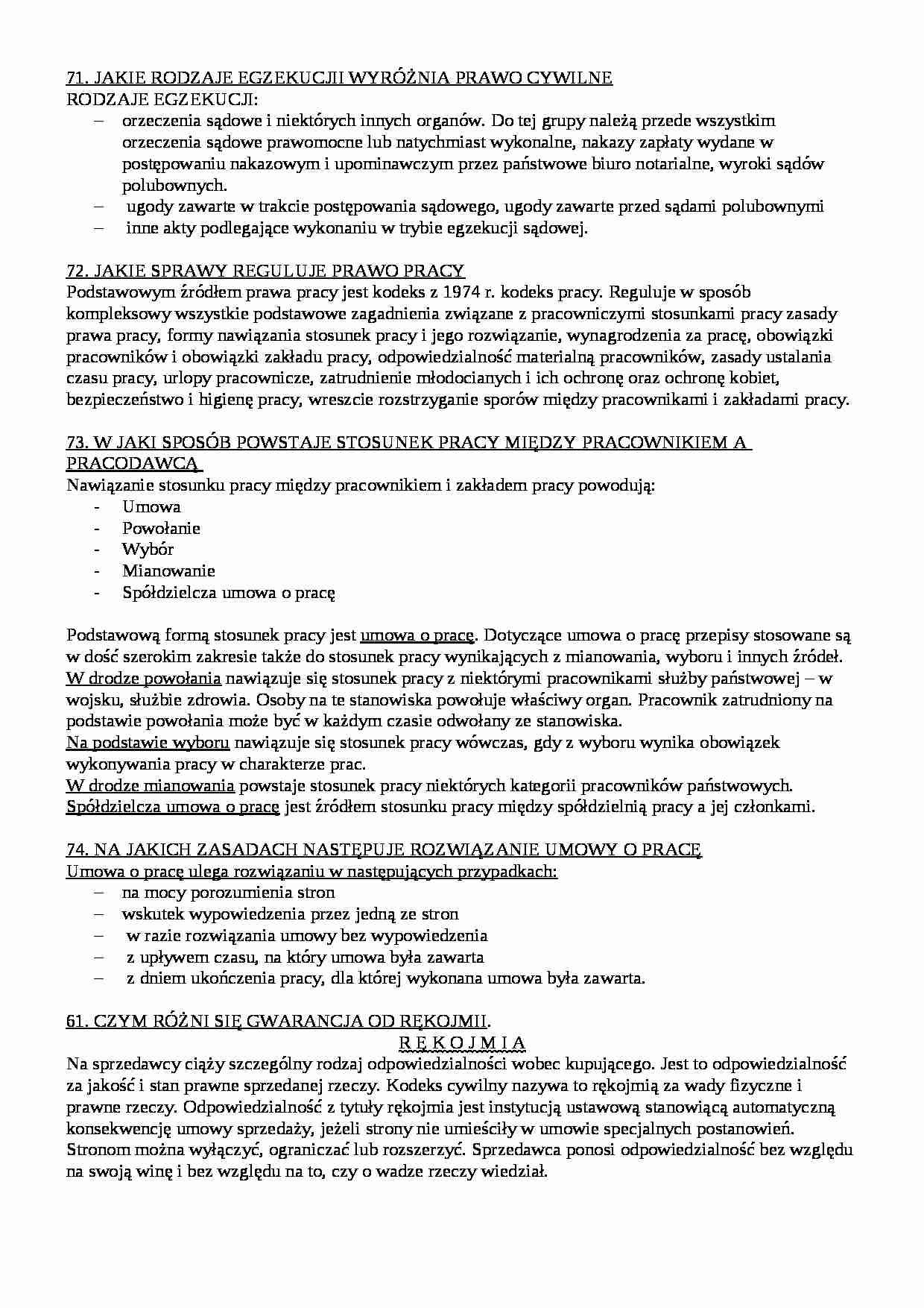Prawo cywilne i pracy - rodzaje egzekucji - strona 1