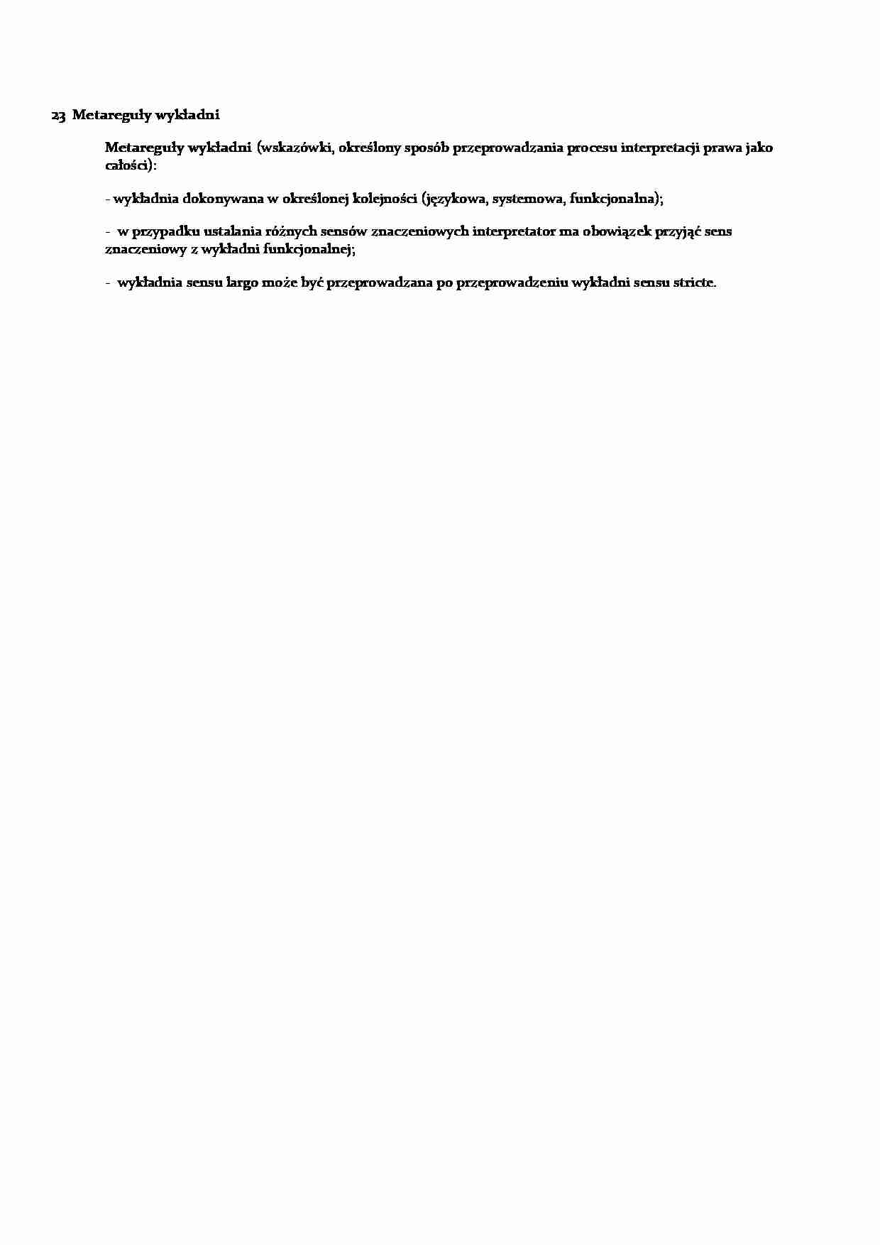 Metareguły wykładni-opracowanie - strona 1