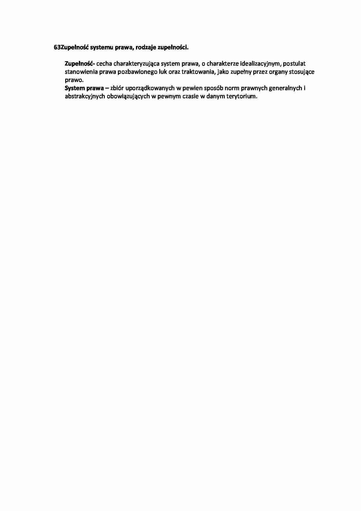 Zupełność sytsemu prawa-opracowanie - strona 1