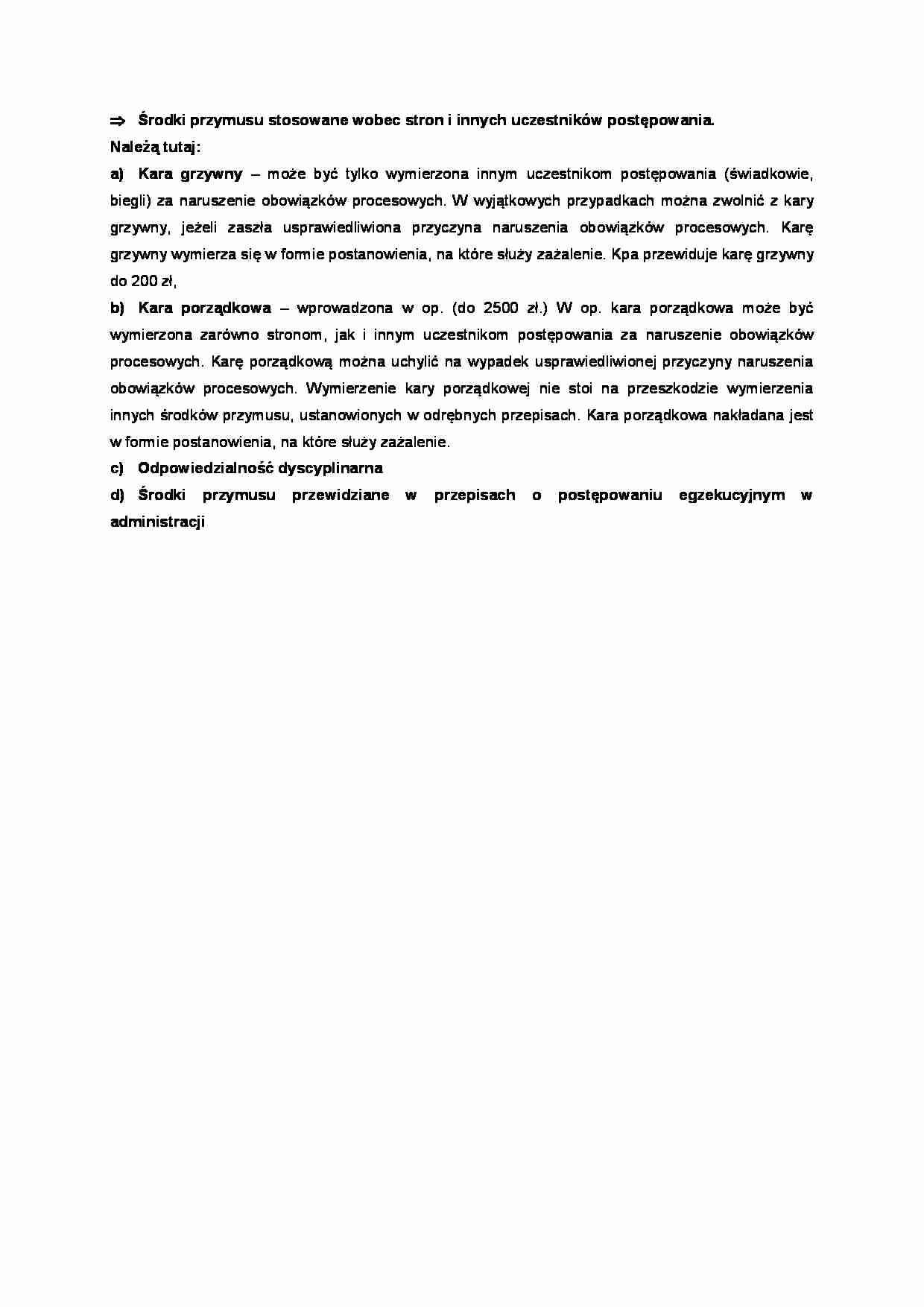 Środki przymusu w procesie-opracowanie - strona 1