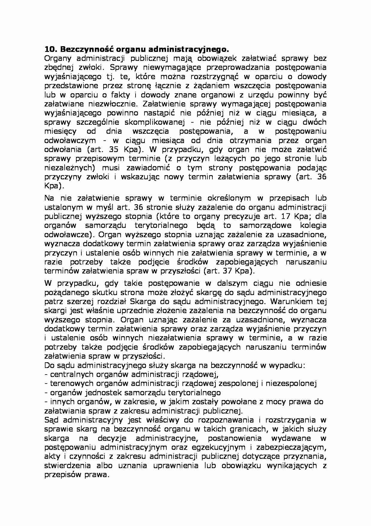 Bezczynność organów administracyjnych-opracowanie - strona 1