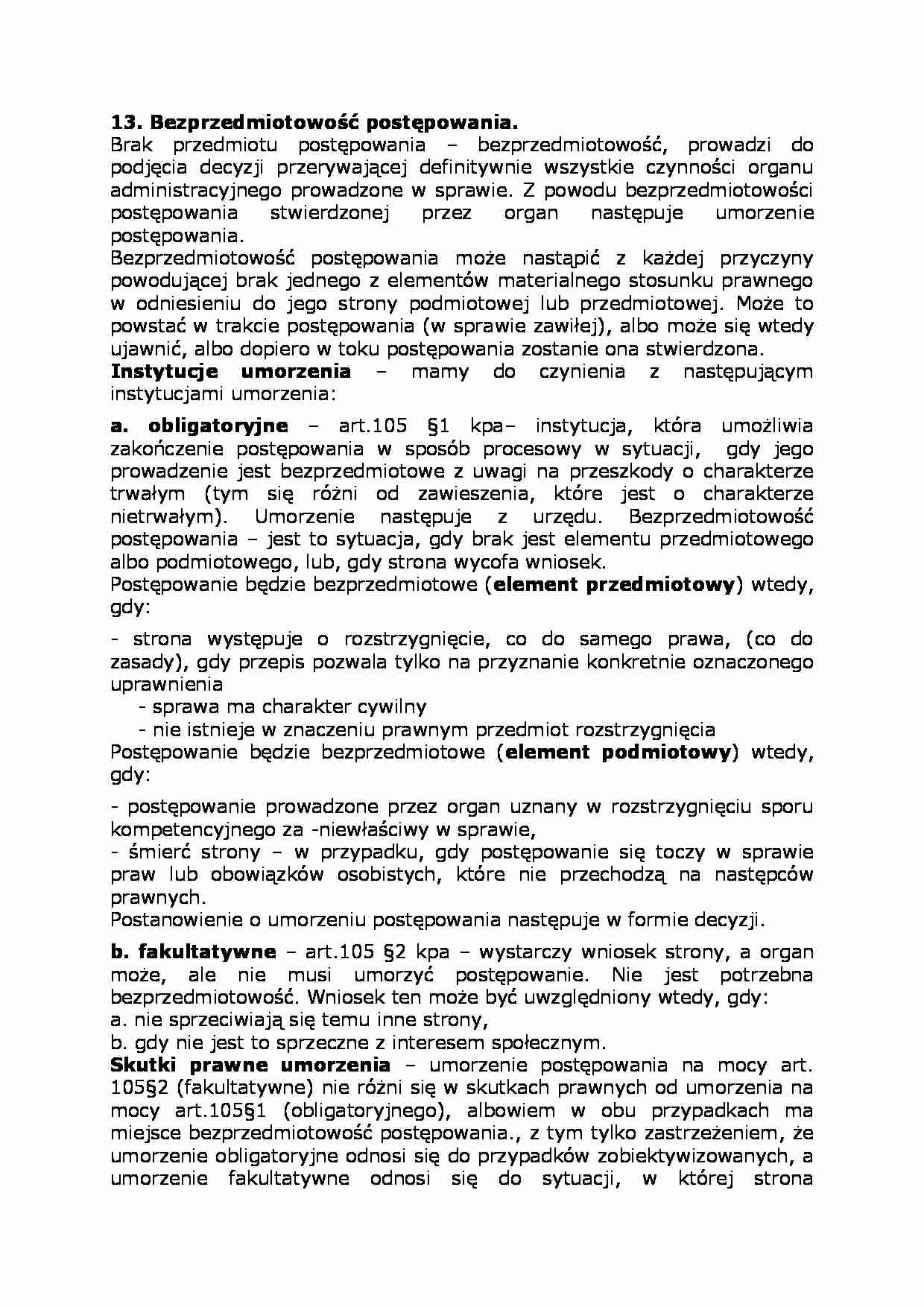 Bezprzedmiotowość postępowania-opracowanie - strona 1