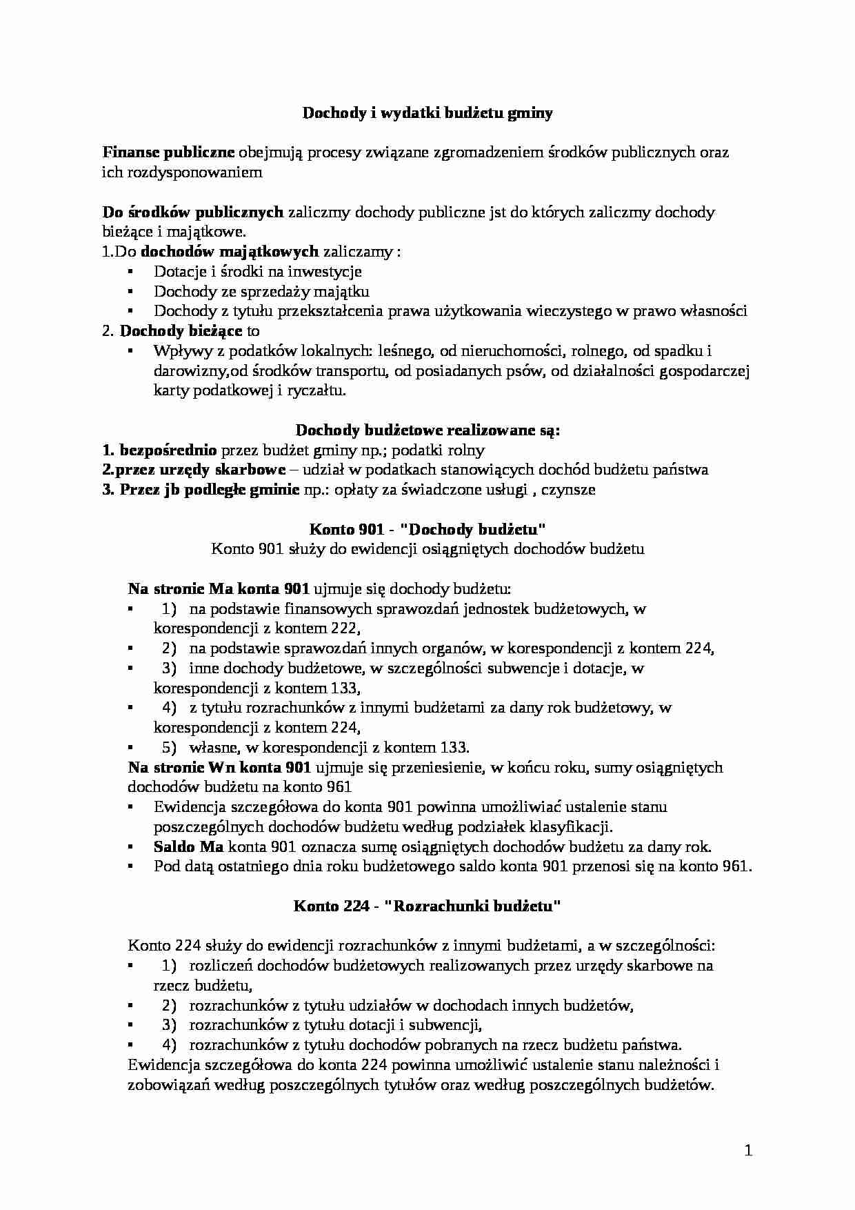 Dochody i wydatki budżetu gminy - strona 1