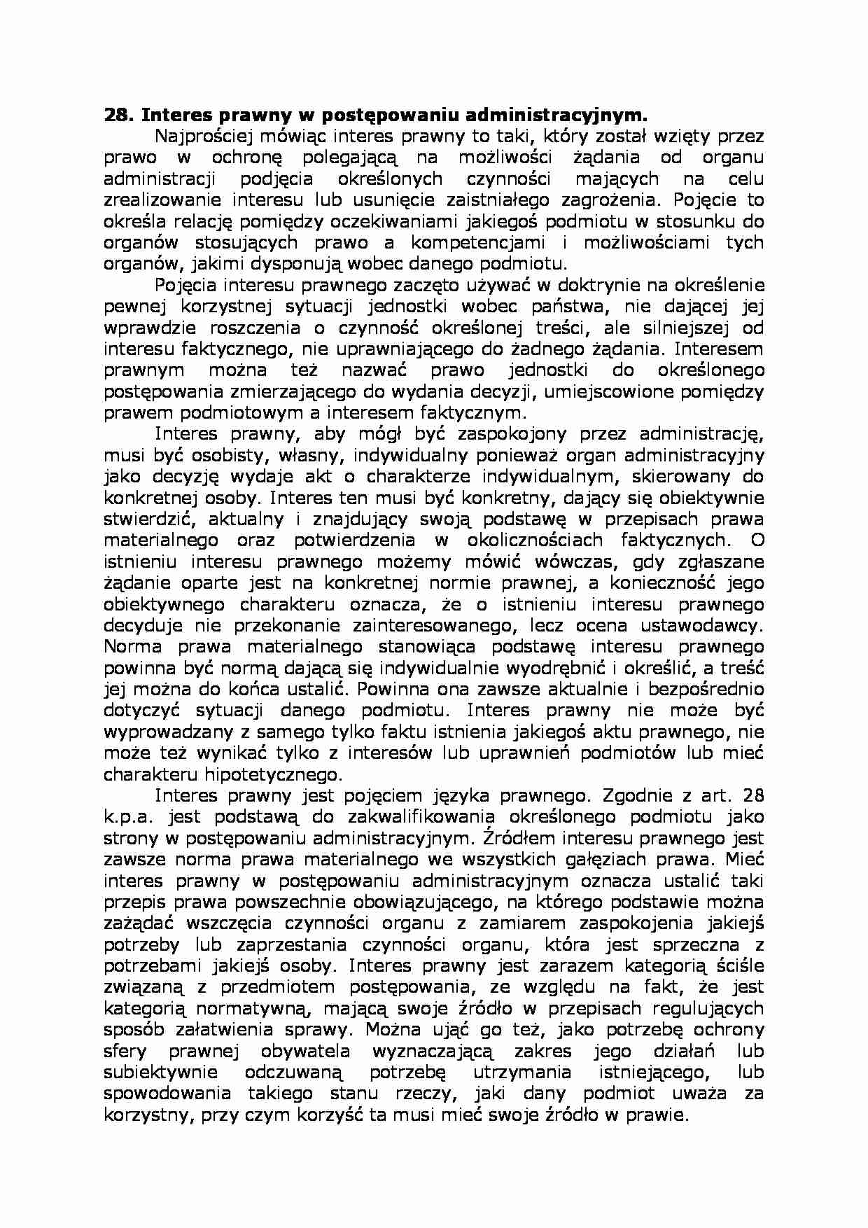 Interes prawny w postępowaniu administracyjnym-opracowanie - strona 1