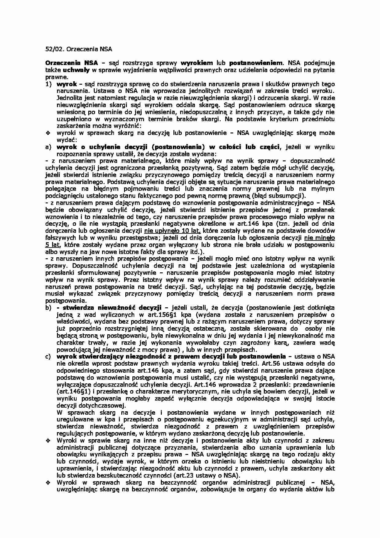 Orzeczenia Naczelnego Sądu Administracyjnego-opracowanie - strona 1