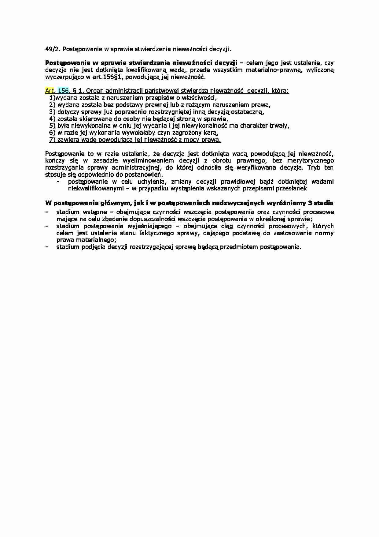 Postępowanie w sprawie stwierdzenia nieważności decyzji-opracowanie - strona 1