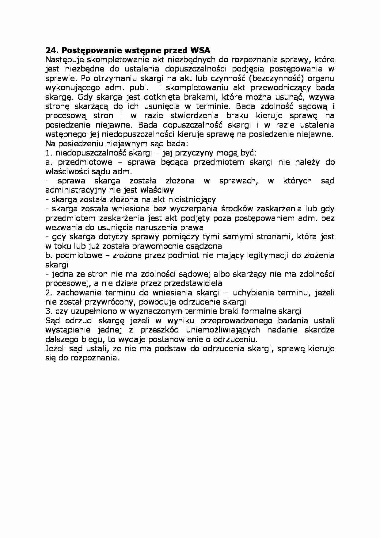 Postępowanie wstępne przed WSA-opracowanie - strona 1