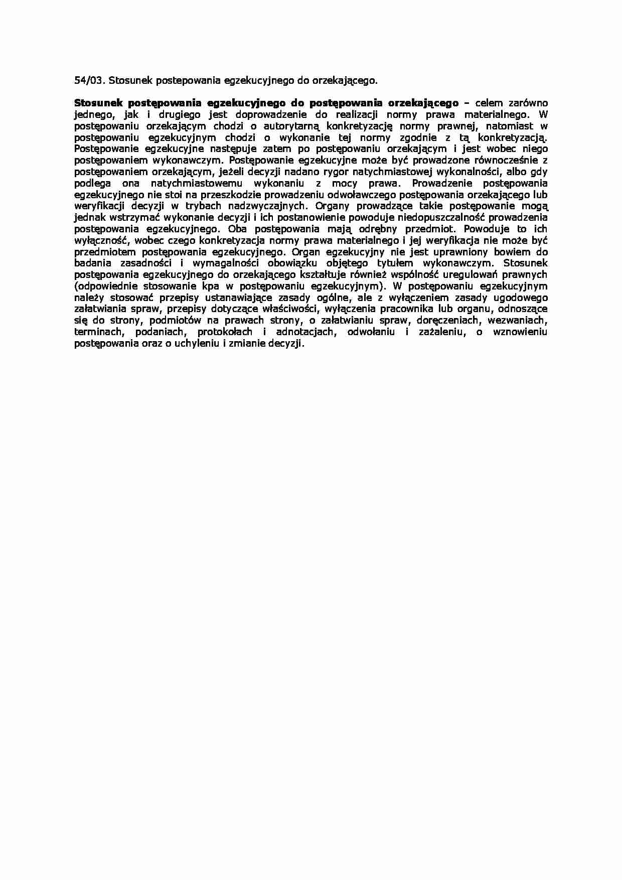 Stosunek postępowania egzekucyjnego do orzekającego-opracowanie - strona 1
