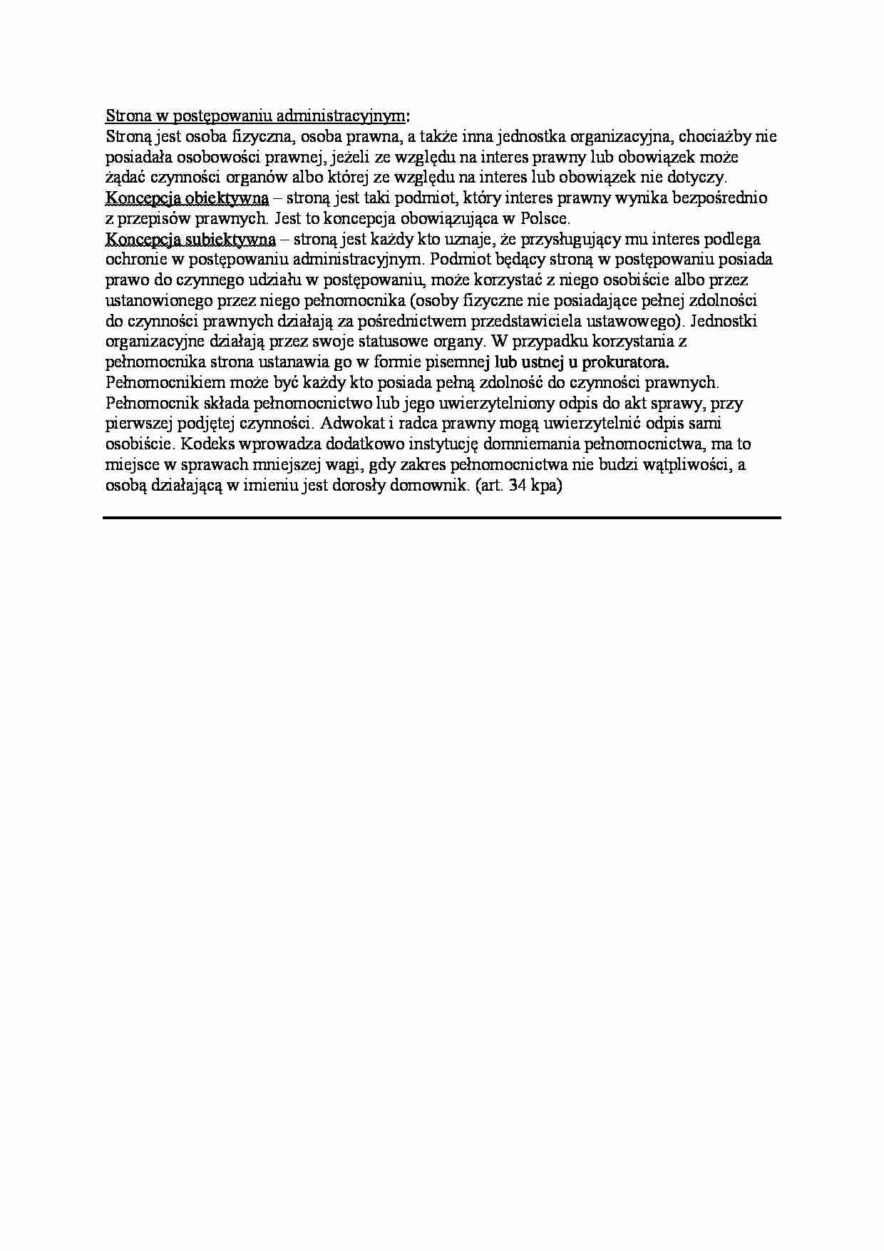 Strona w postępowaniu administarcyjnym-opracowanie - strona 1