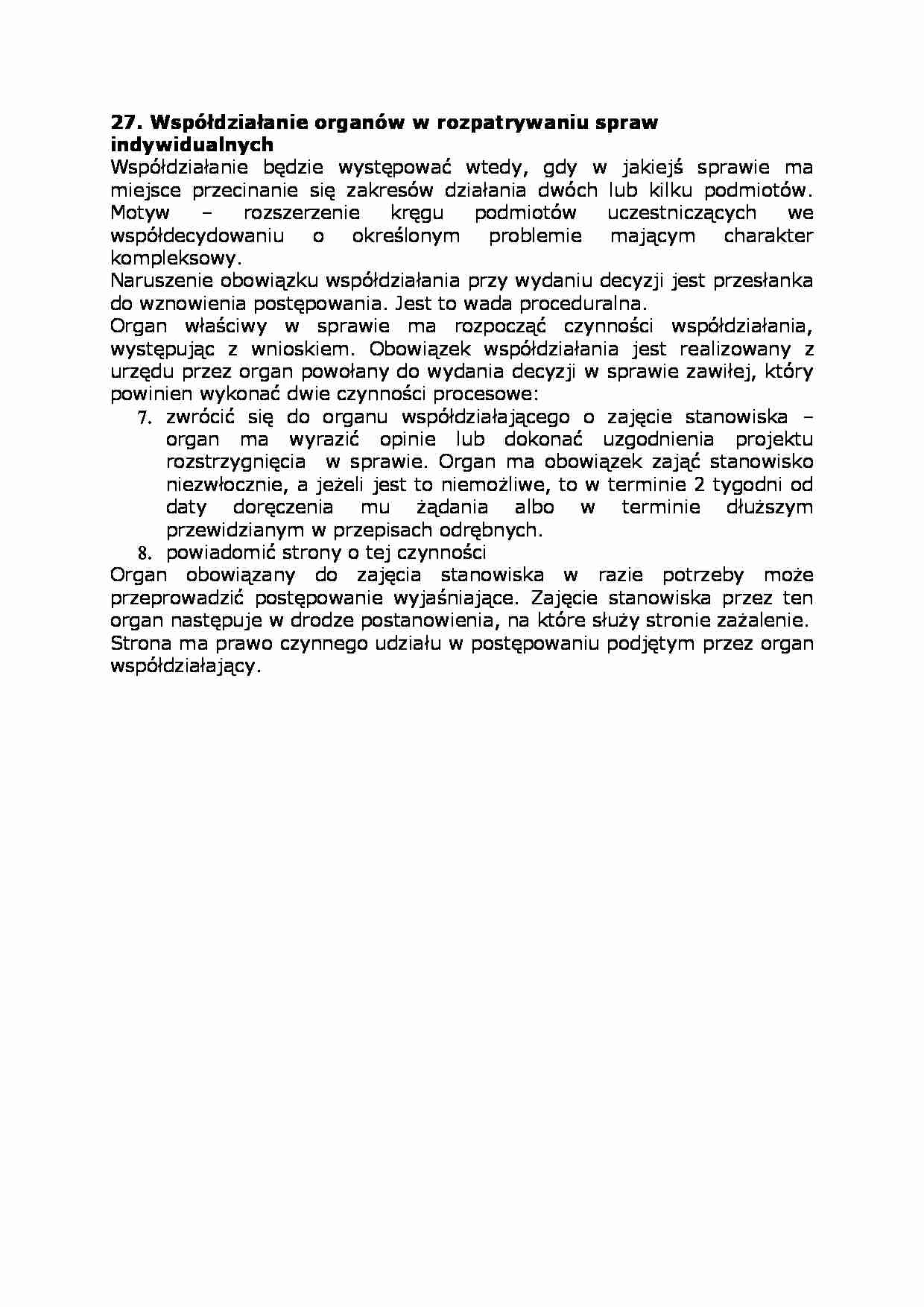 Współdziałanie organów w rozpatrywaniu spraw indywidualnych-opracowanie - strona 1