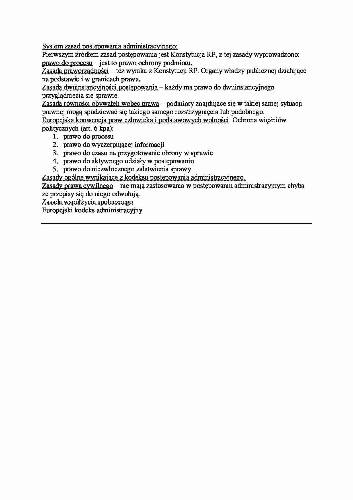 Zasady postępowania administracyjnego-opracowanie - strona 1