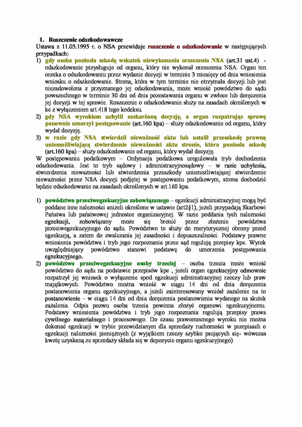 Roszczenie odszkodowawcze-opracowanie - strona 1