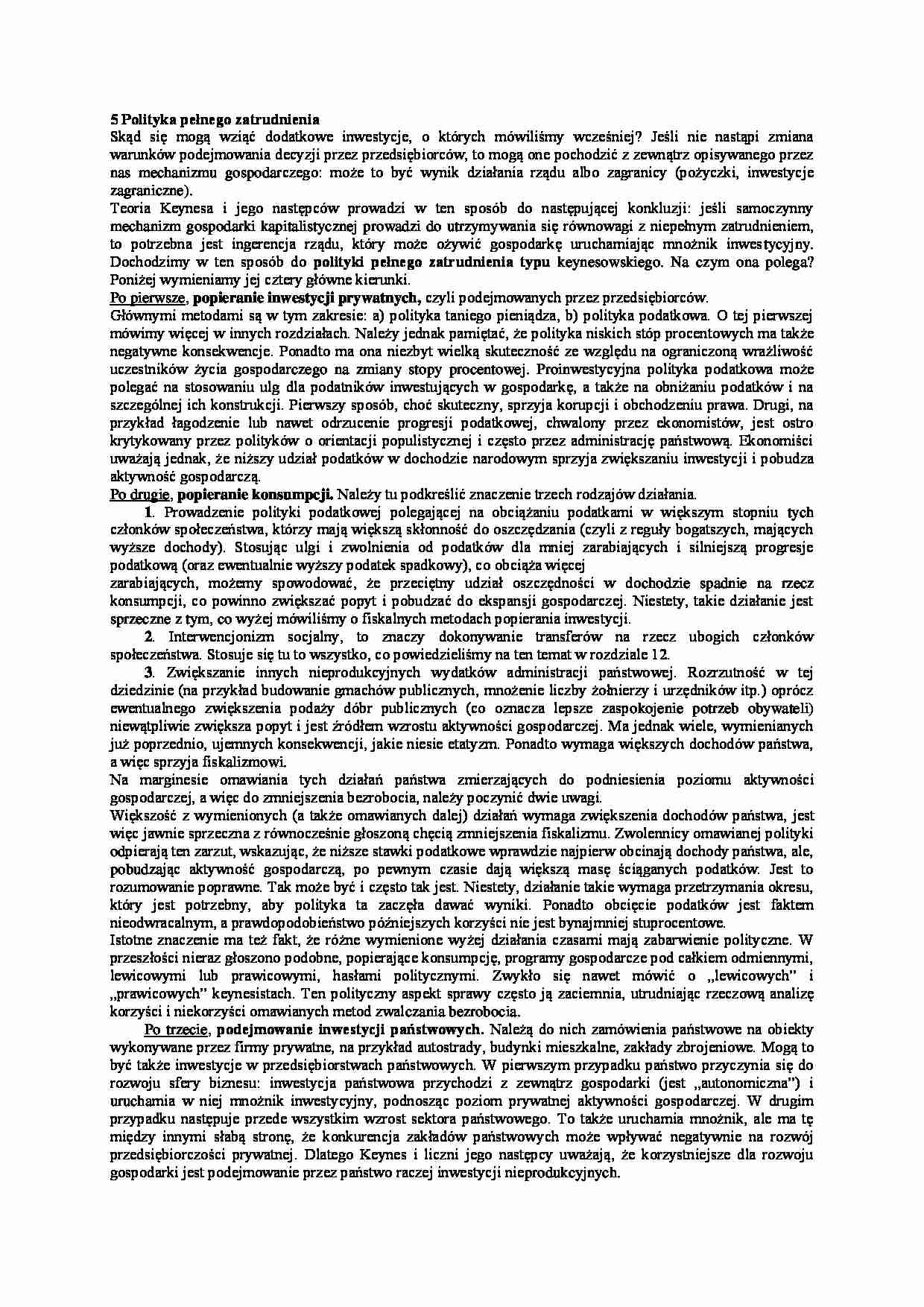 Polityka pełnego zatrudnienia-opracowanie - strona 1