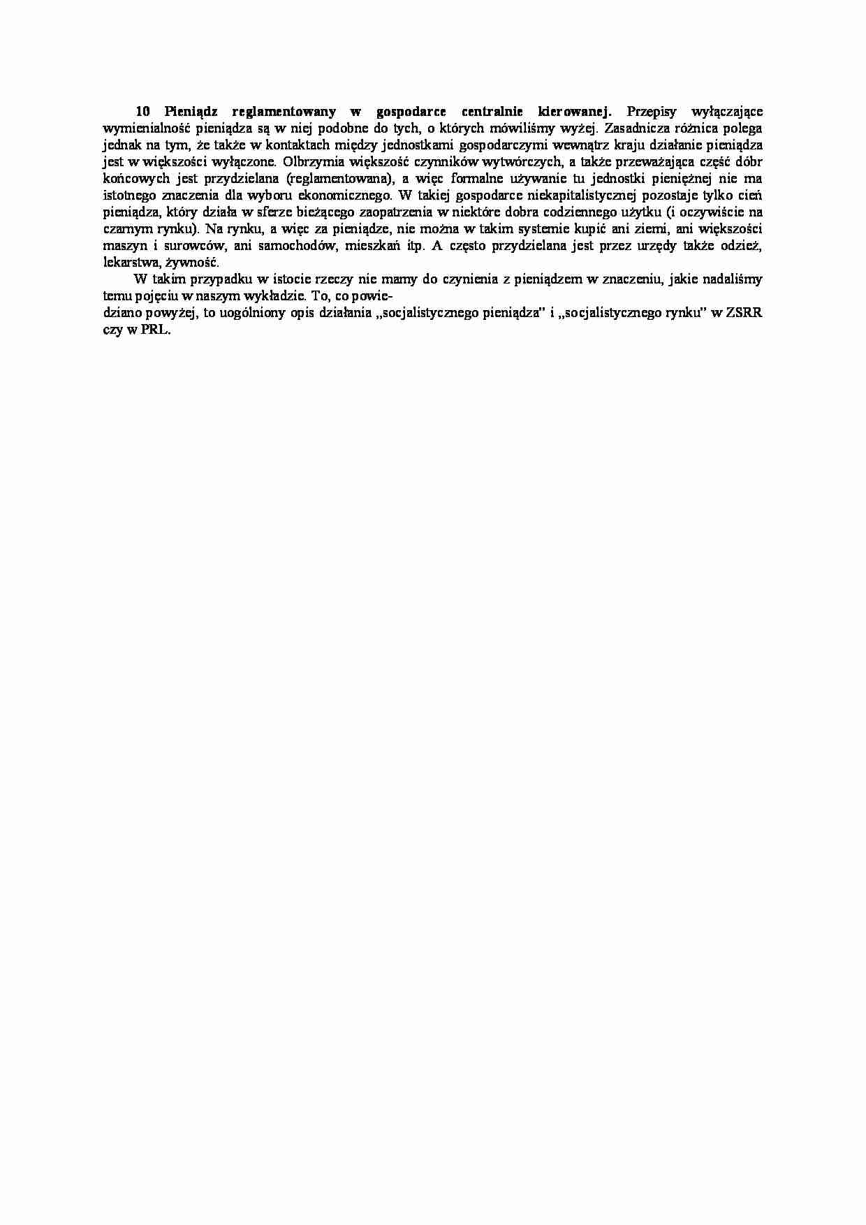 Pieniądz reglamentowy w gospodarce centralnie kierowanej-opracowanie - strona 1