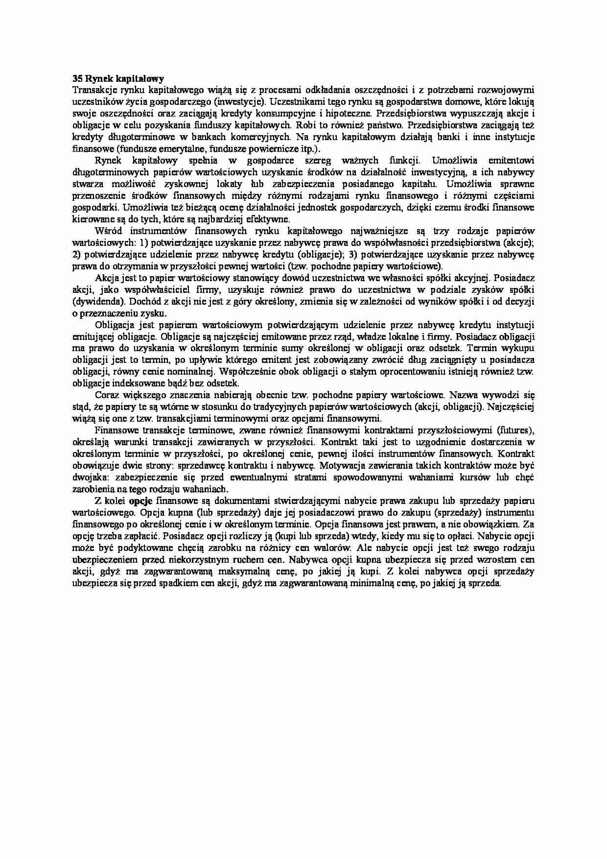 Rynek kapitałowy-opracowanie - strona 1