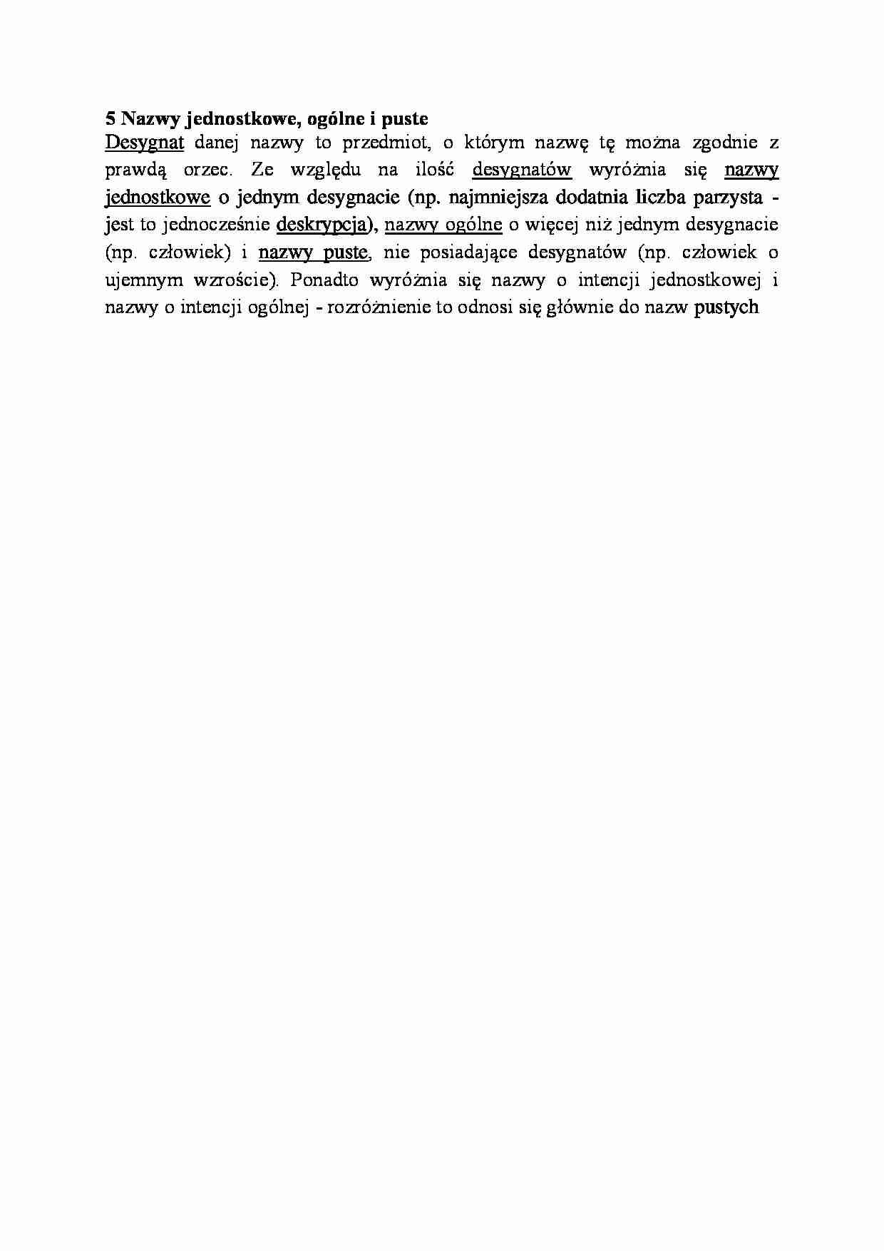Nazwy jednostkowe, ogólne i puste-opracowanie - strona 1