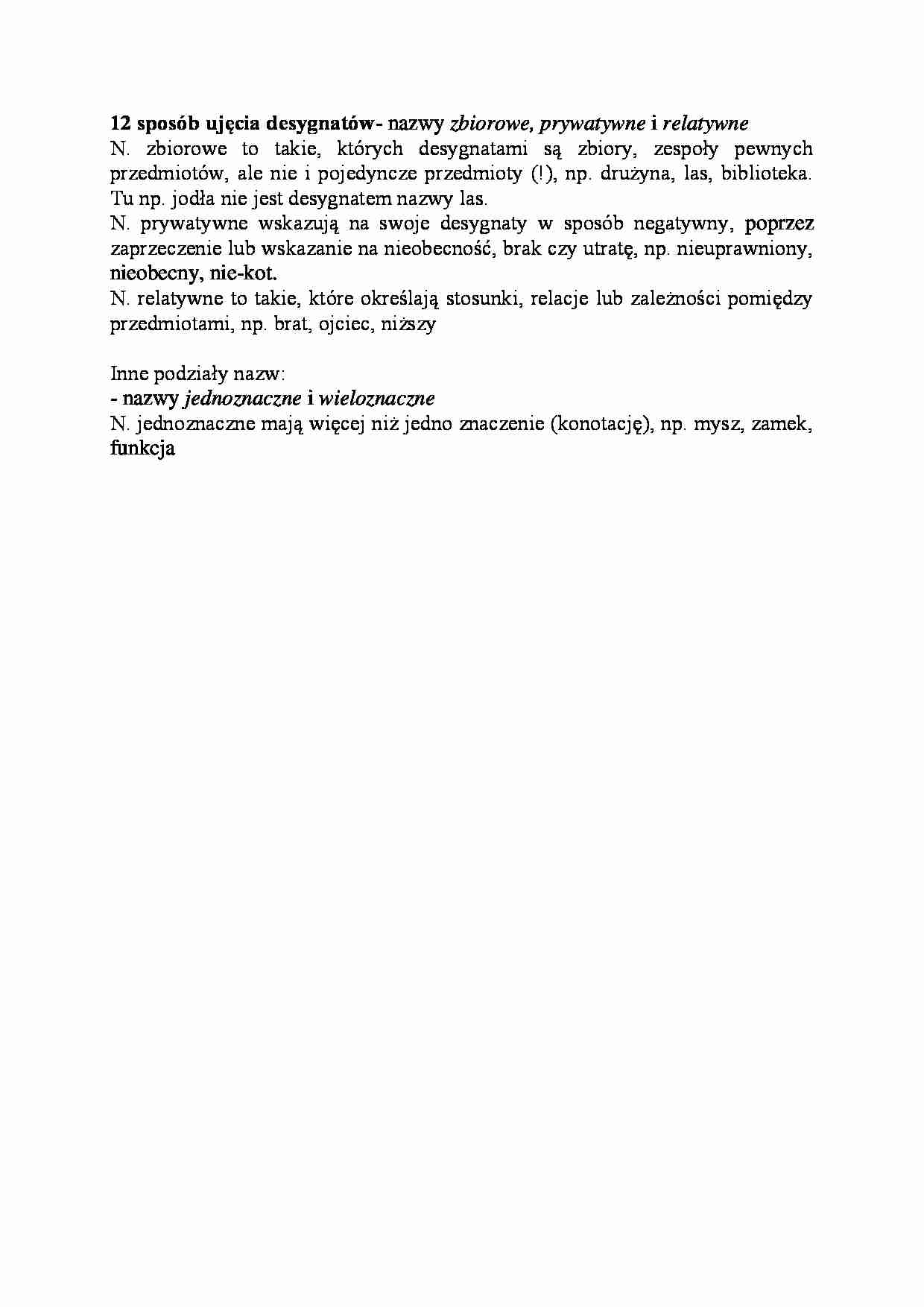 Sposób ujęcia desygnatów-opracowanie - strona 1