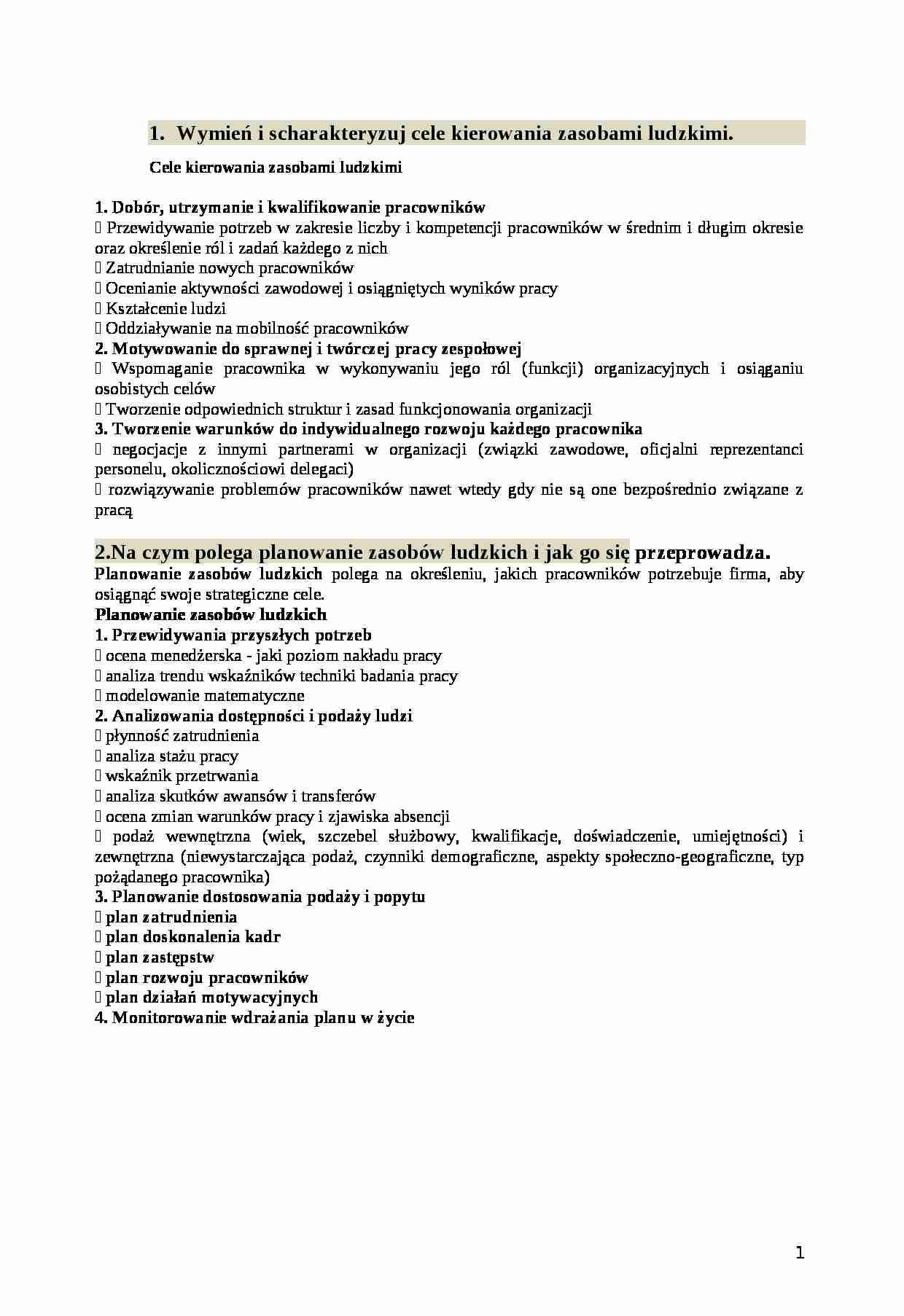 Skrypt do egzaminu - zasoby ludzkie - strona 1