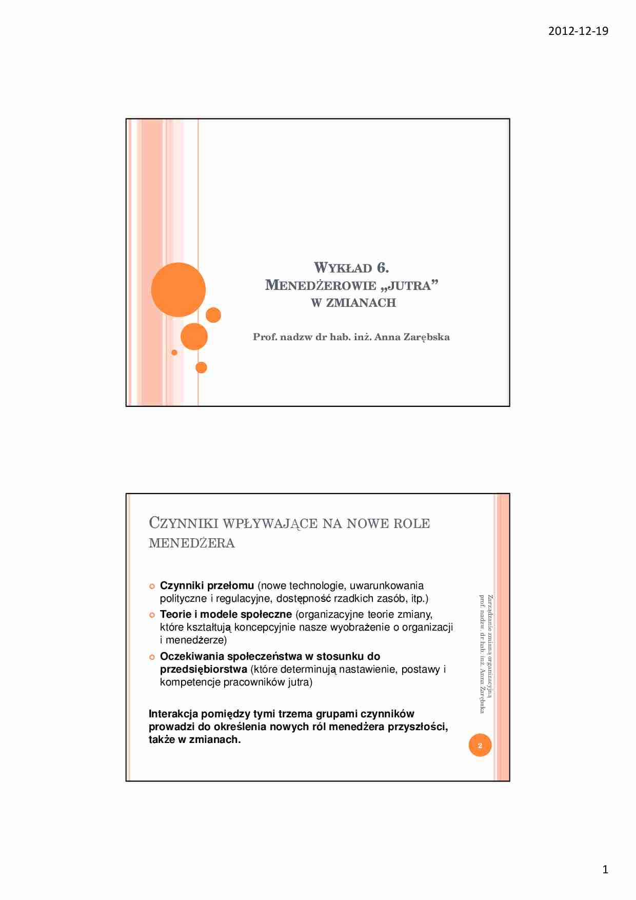 Menederowie jutra w zmianach - wykład - strona 1