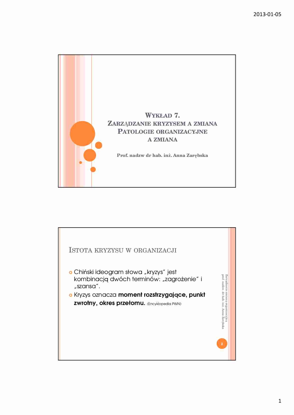 Kryzys, patologie a zmiana - strona 1