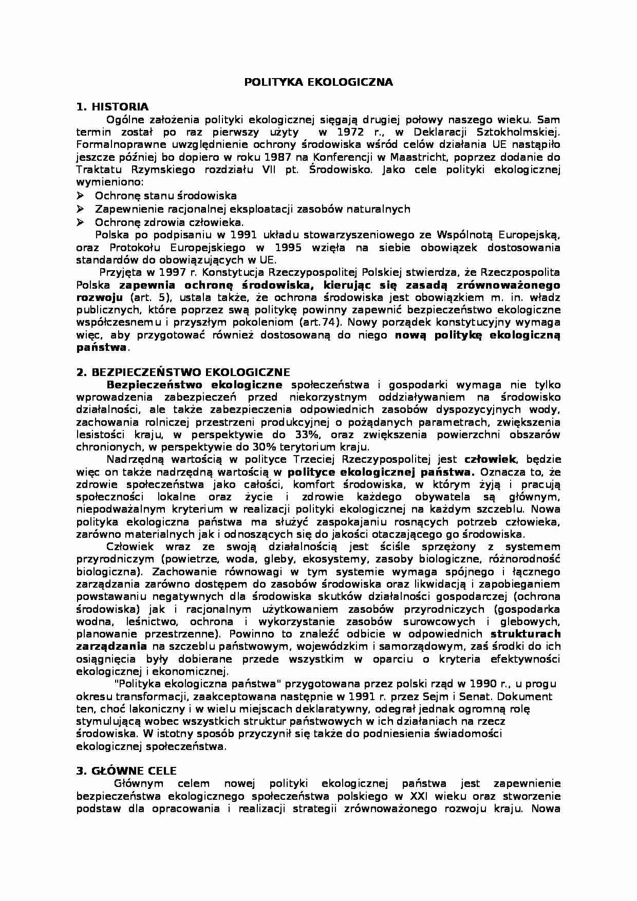 Polityka ekologiczna - strona 1