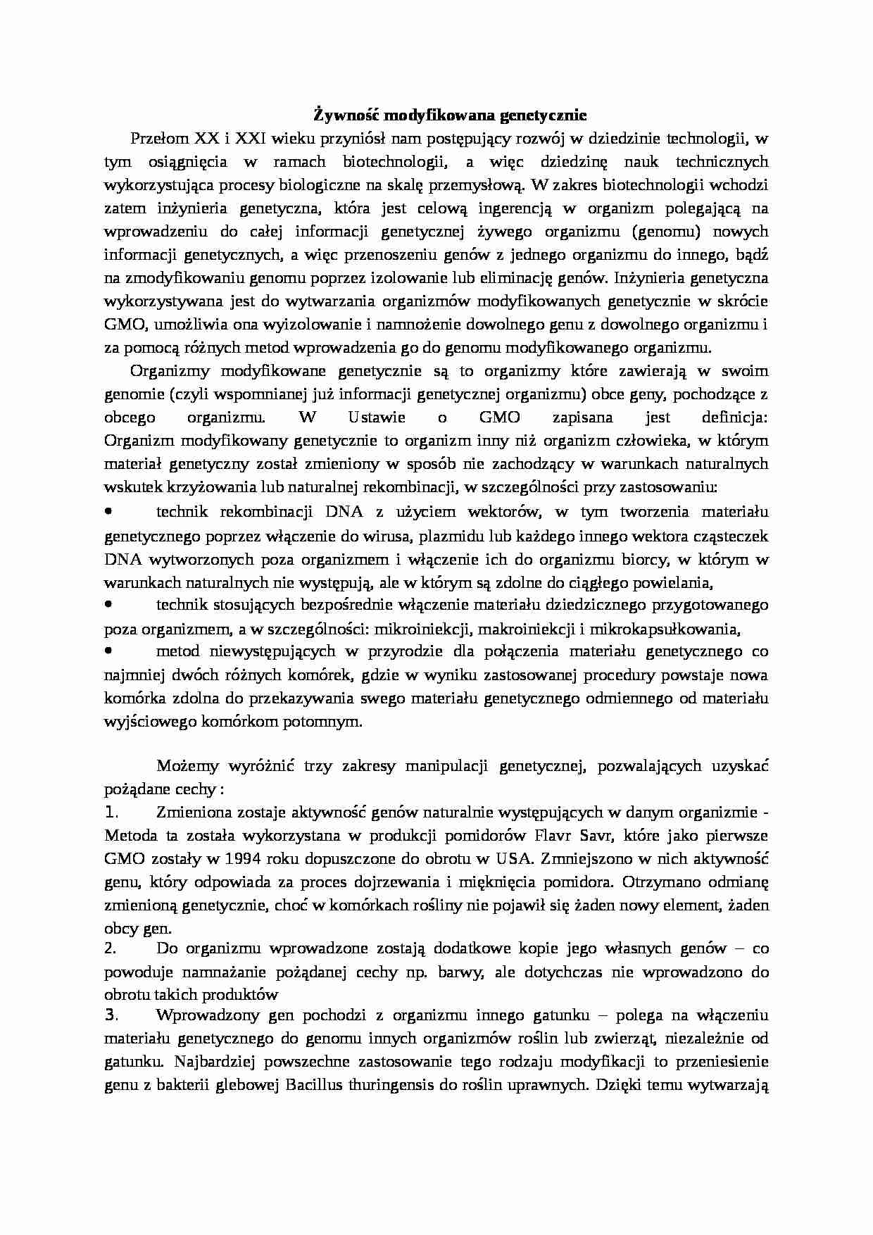 Żywność modyfikowana genetycznie - strona 1